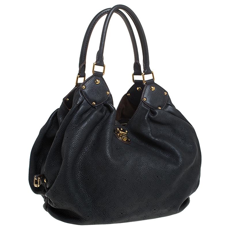 Women's Louis Vuitton Black Monogram Mahina Leather L Bag