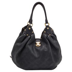 Used Louis Vuitton Black Monogram Mahina Leather L Bag