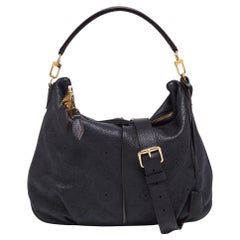 Used Louis Vuitton Black Monogram Mahina Leather Selene PM Bag