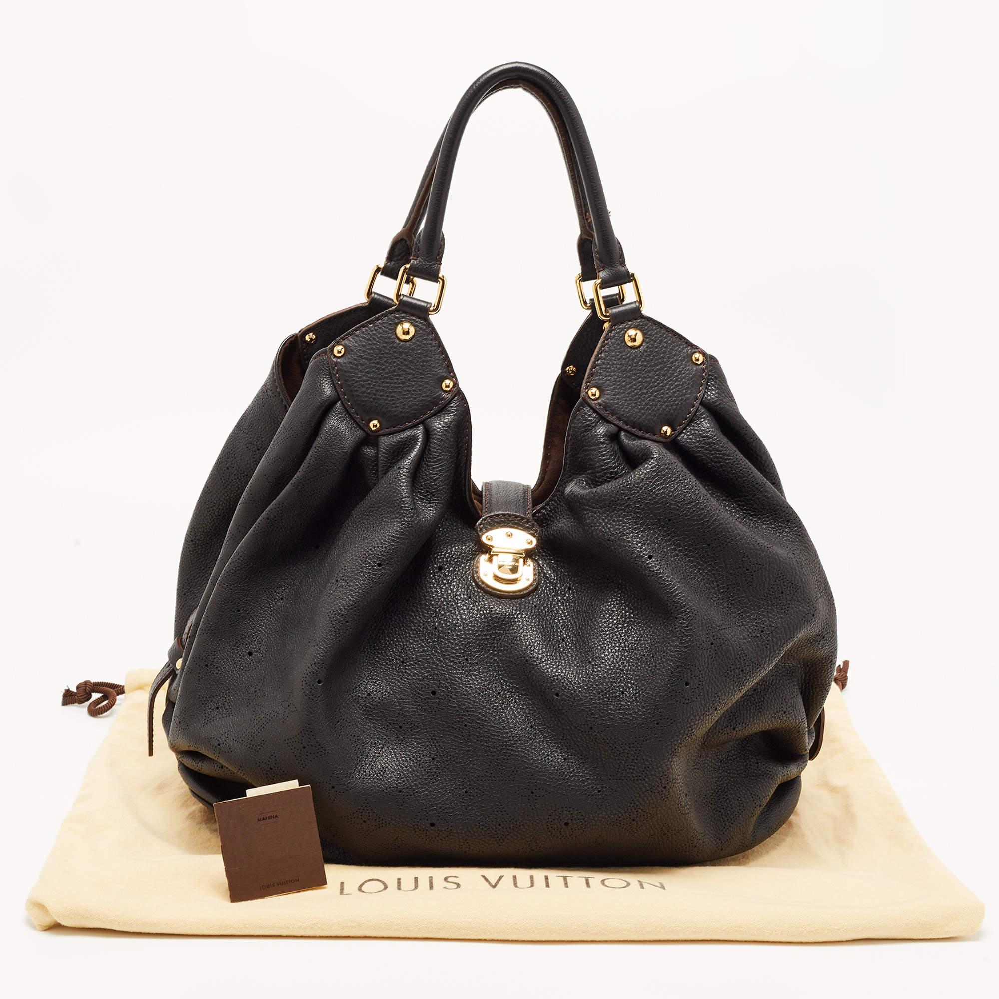 Louis Vuitton Black Monogram Mahina Leather Surya XL Bag 13