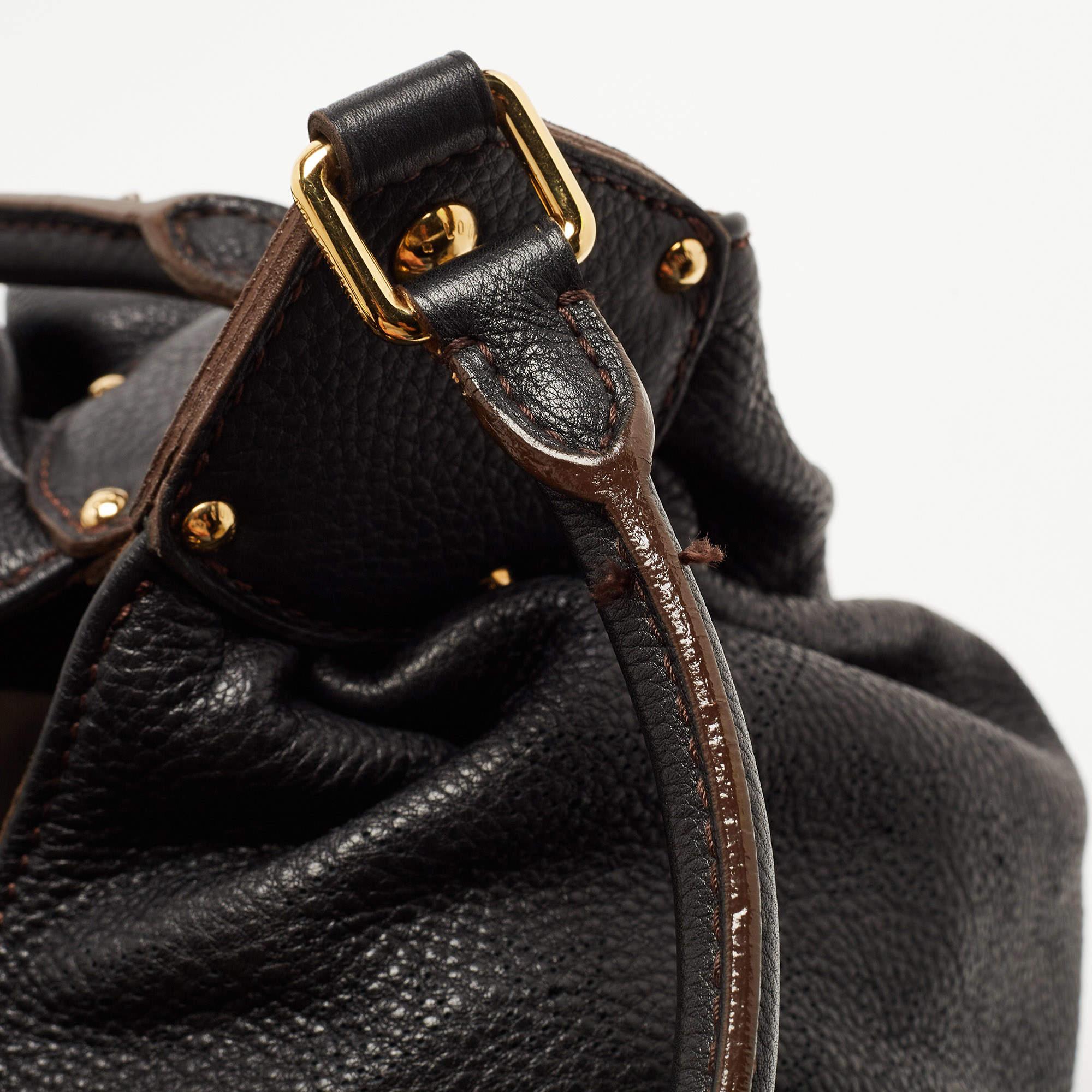 Louis Vuitton Black Monogram Mahina Leather Surya XL Bag 5