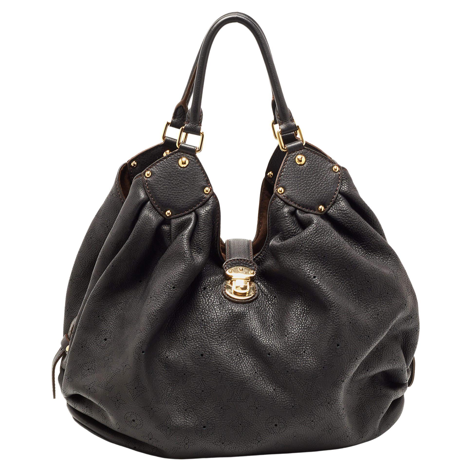 Louis Vuitton Black Monogram Mahina Leather Surya XL Bag