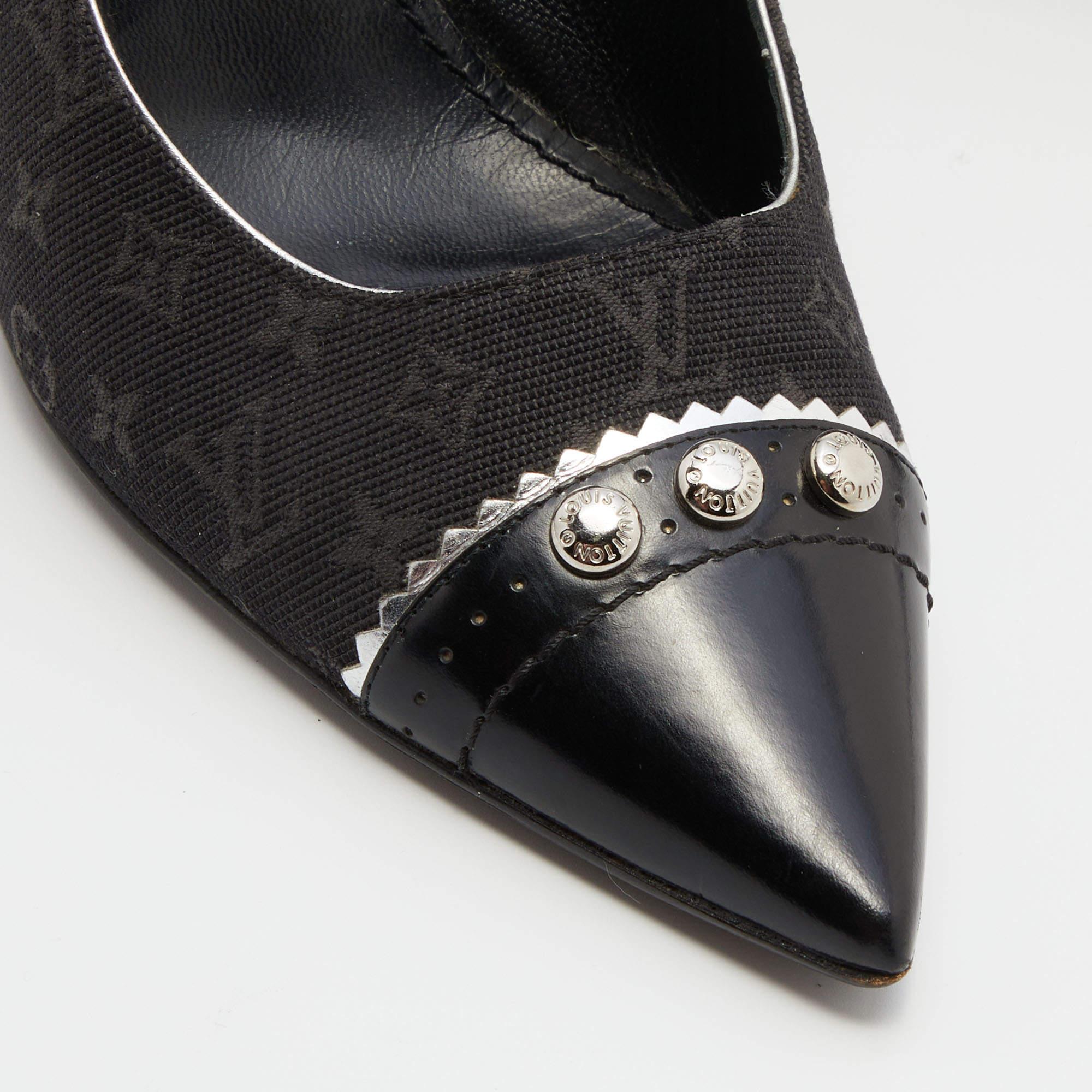 Louis Vuitton Black Monogram Mini Lin Raquel Pointed Toe Pumps Size 41 1