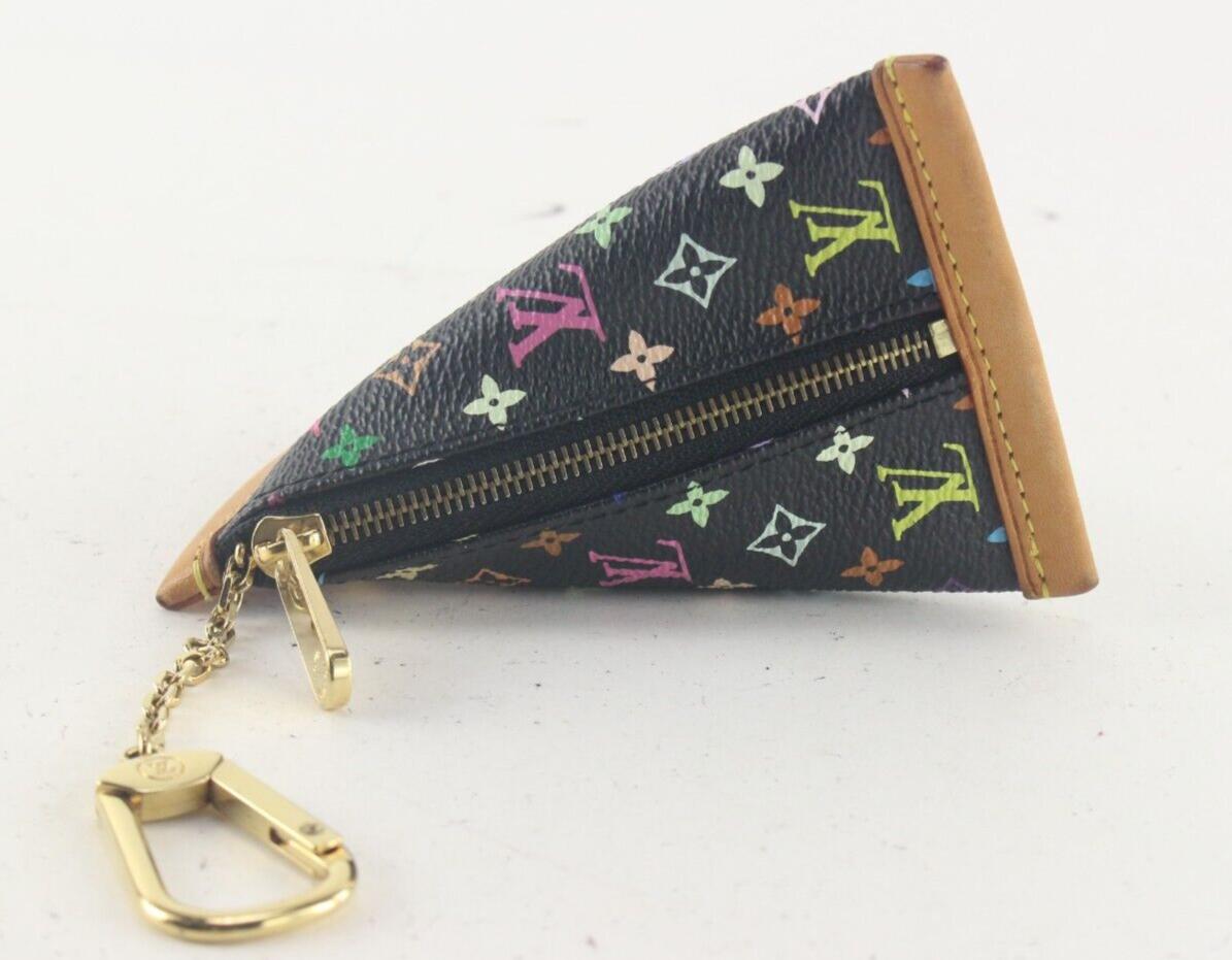 Louis Vuitton Black Monogram Multicolor Berlingo Coin Pouch Keychain 1LV824K In Good Condition For Sale In Dix hills, NY