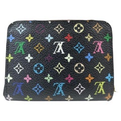 Vintage Louis Vuitton Black Monogram Multicolor Compact Zippy Wallet Coin Purse 240253
