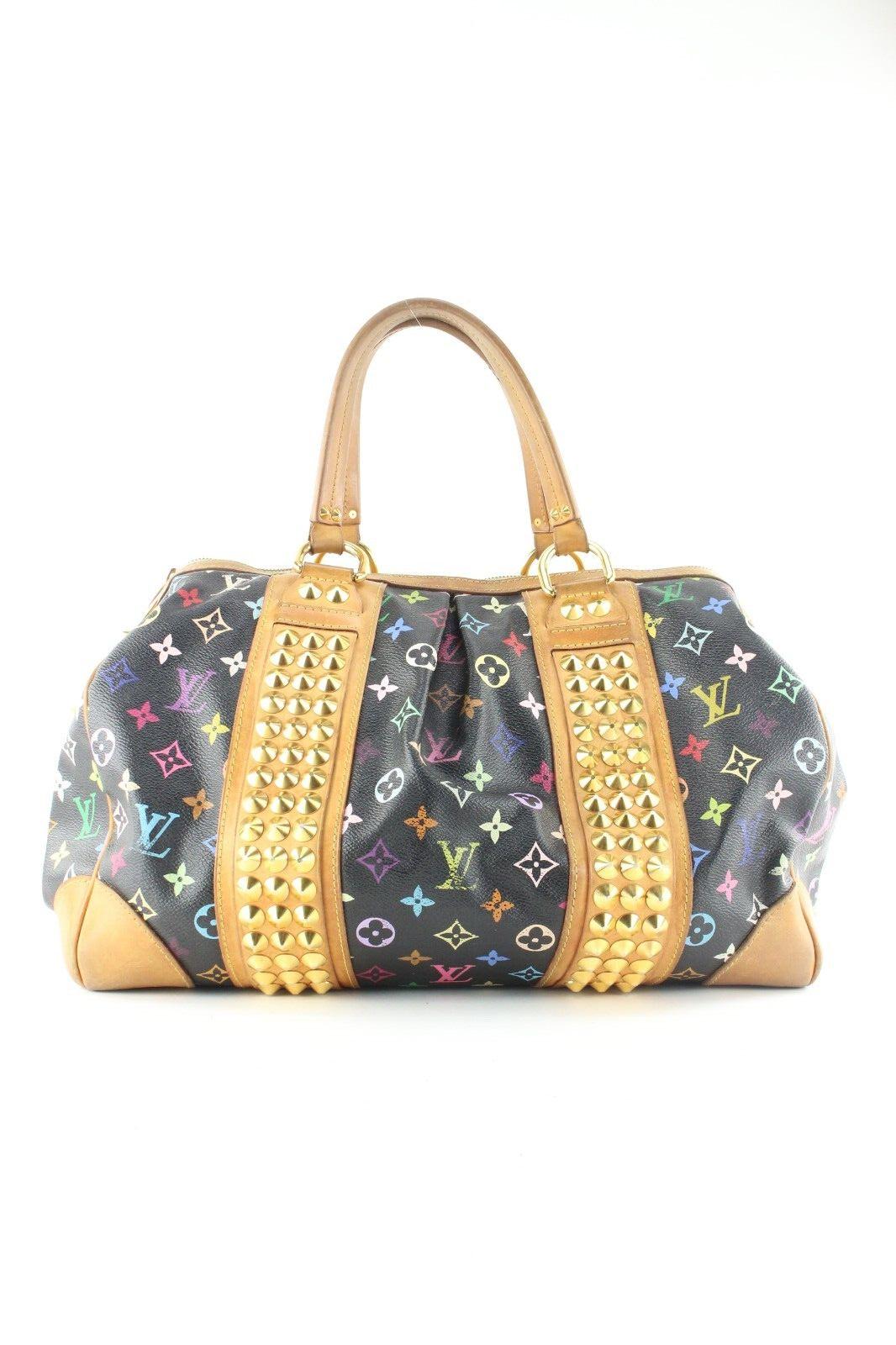 Louis Vuitton Black Monogram Multicolor Courtney Bowler Bag Studded 7LVS68K In Good Condition In Dix hills, NY