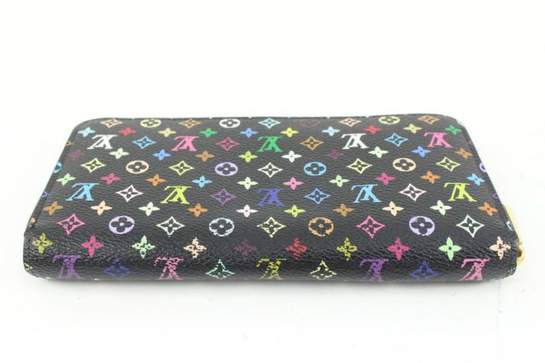 Louis Vuitton Black Monogram Multicolor Litchi Long Zippy Wallet Zip Around 20lz For Sale 7