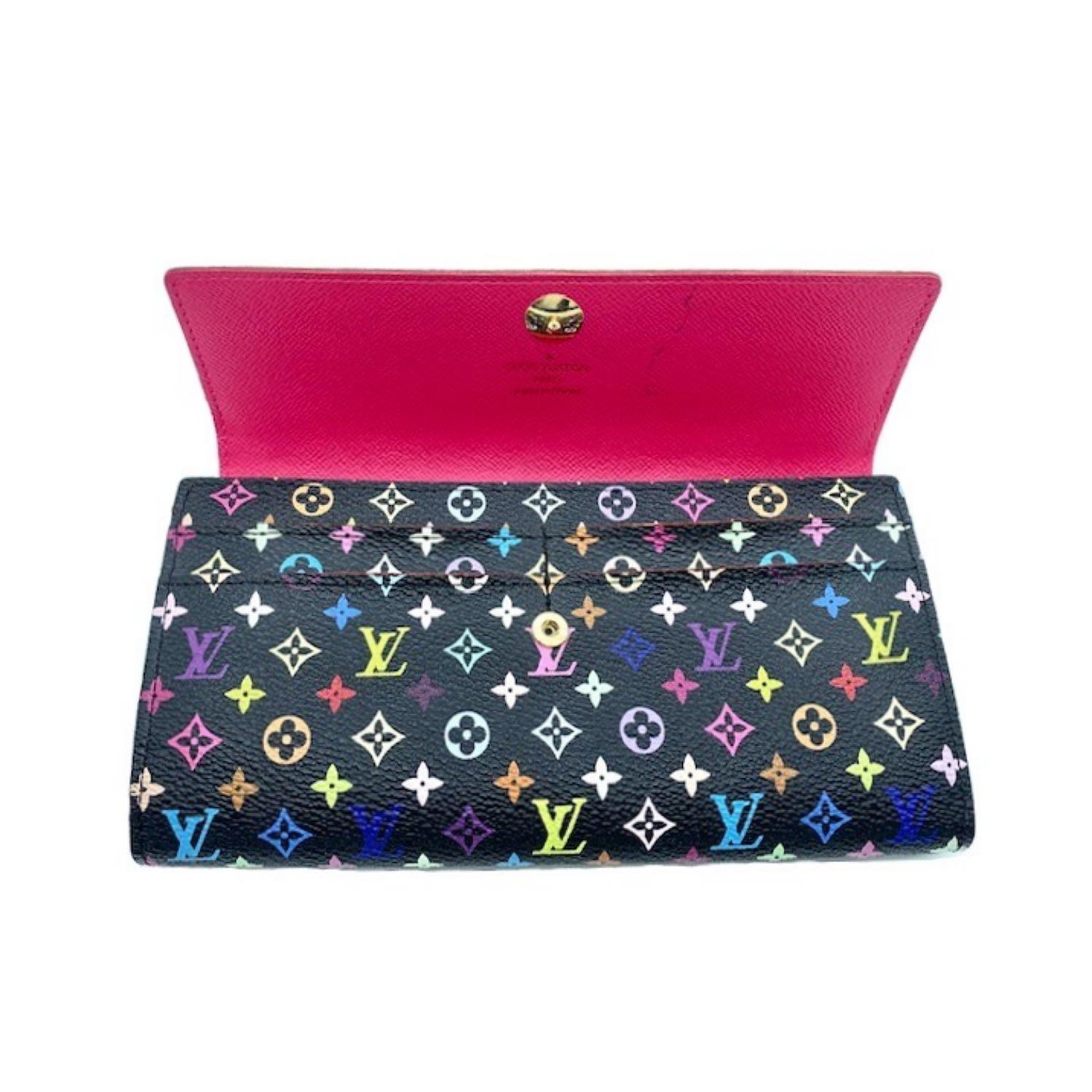 Louis Vuitton Black Monogram Multicolor Sarah Wallet In Good Condition In Scottsdale, AZ