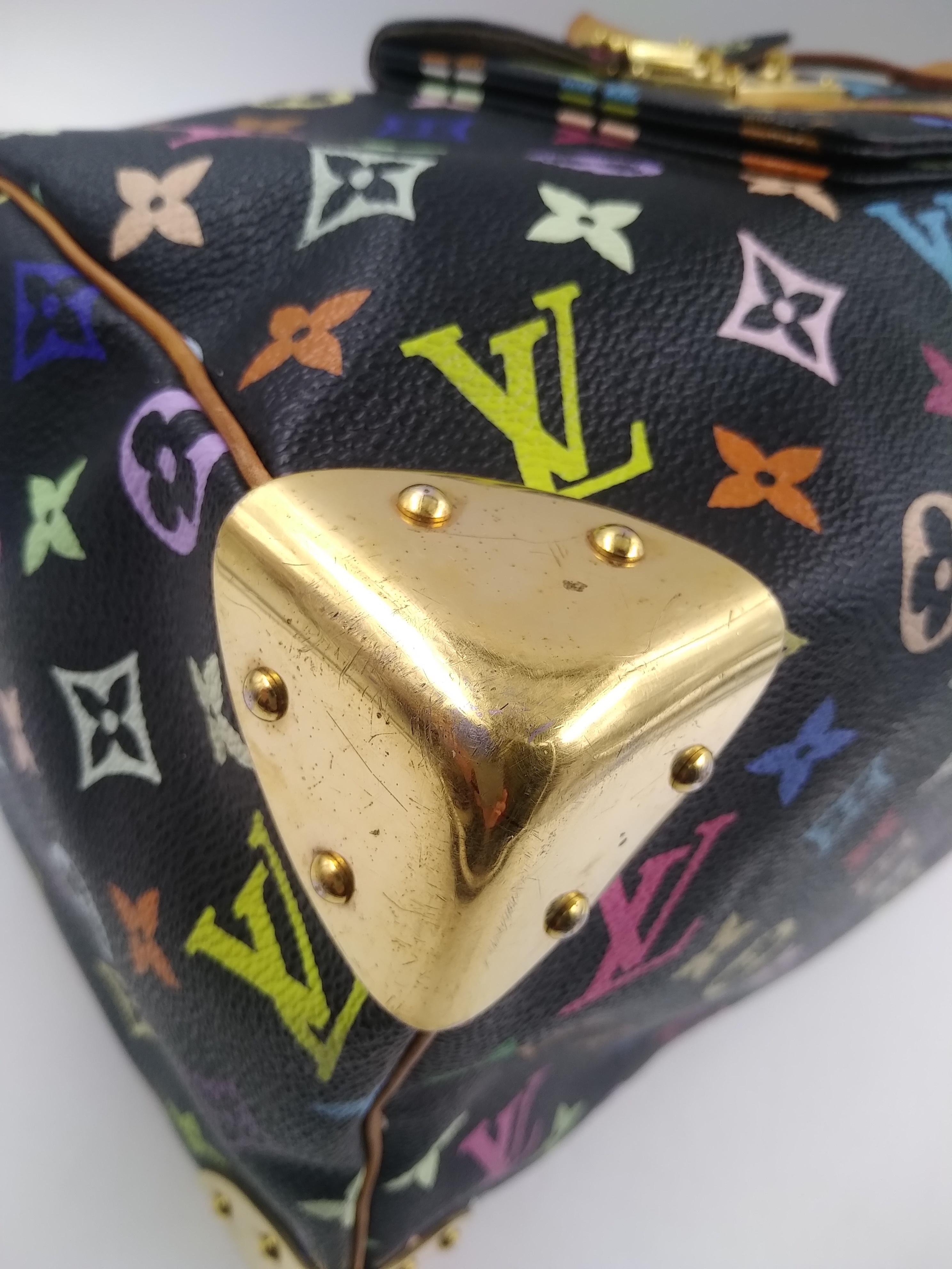 Schwarze Monogrammierte Multicolor Speedy 30 Tasche von Louis Vuitton 10