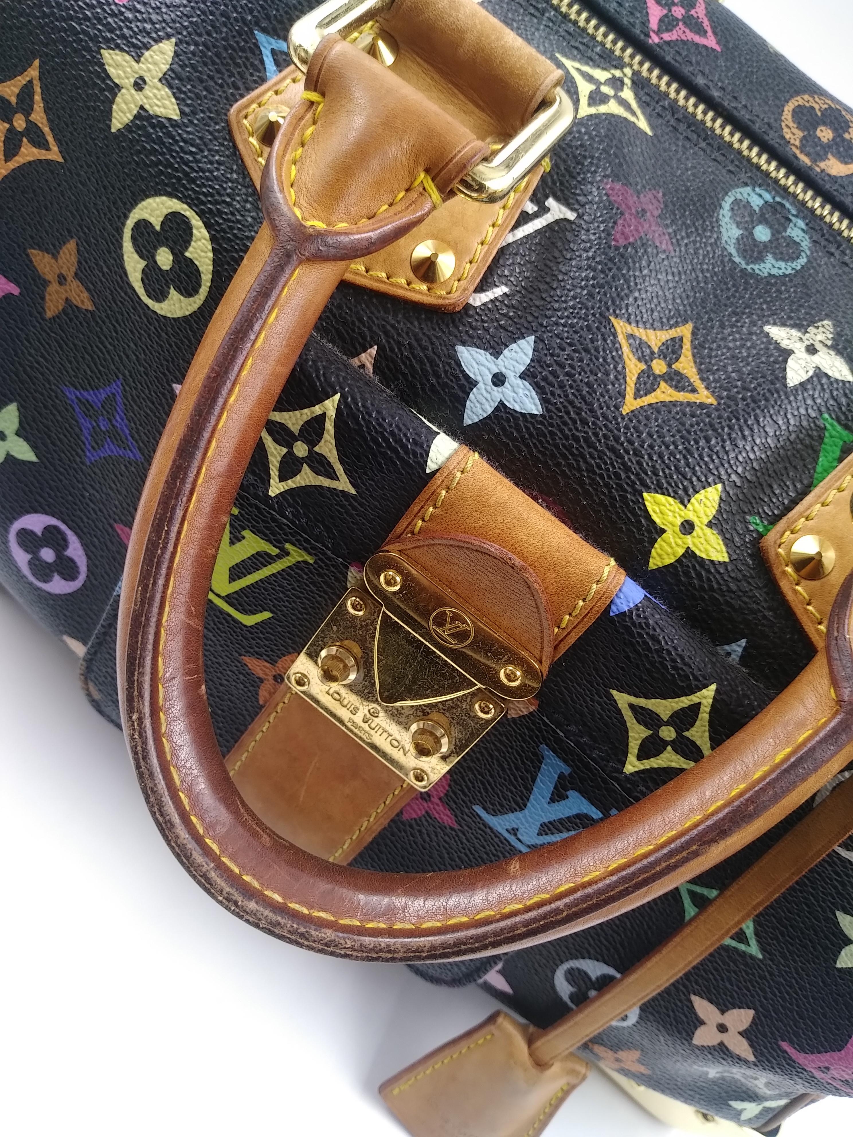 Schwarze Monogrammierte Multicolor Speedy 30 Tasche von Louis Vuitton im Zustand „Gut“ in Lugano, Ticino