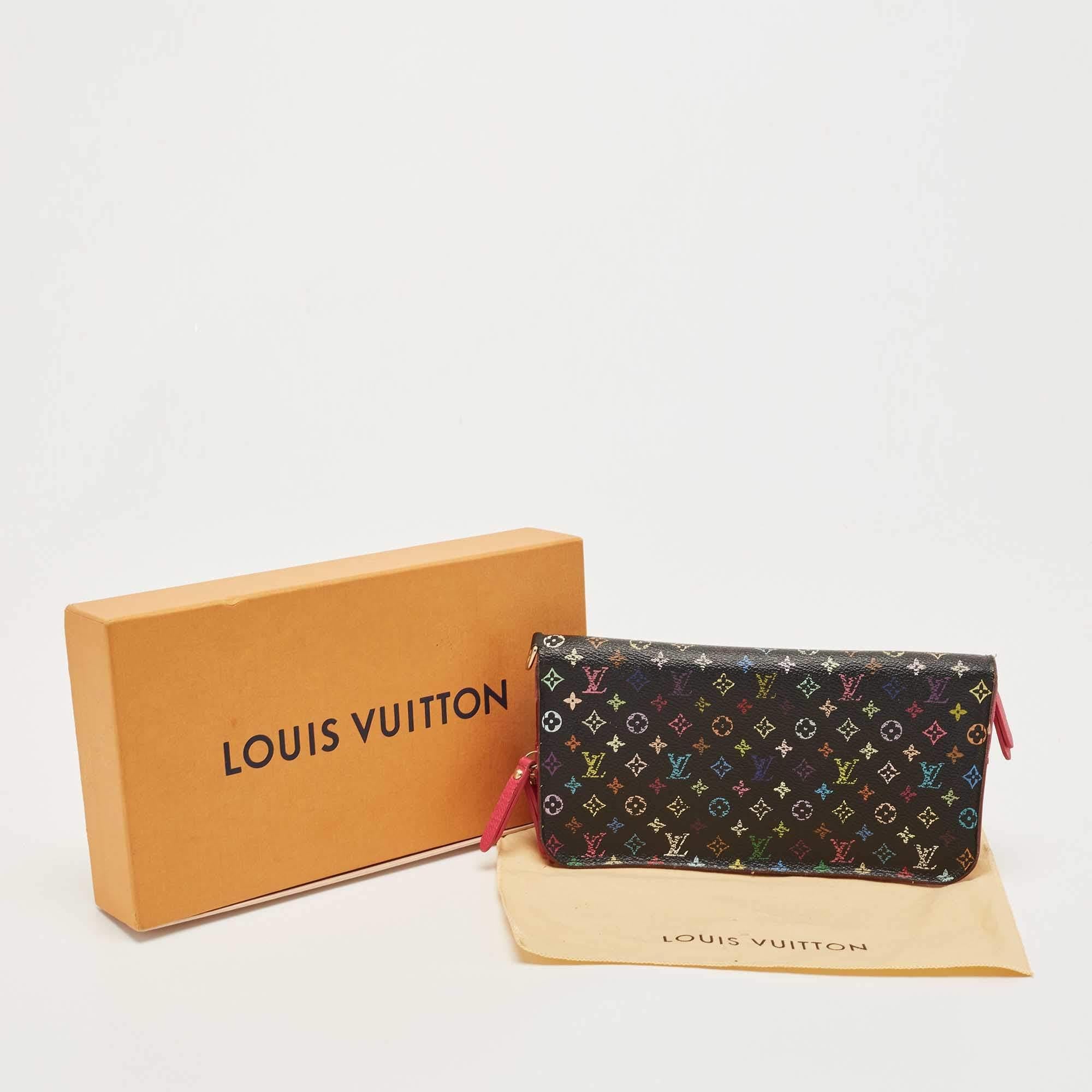 Louis Vuitton Black Monogram Multicolore Canvas Insolite Pistache Wallet For Sale 9