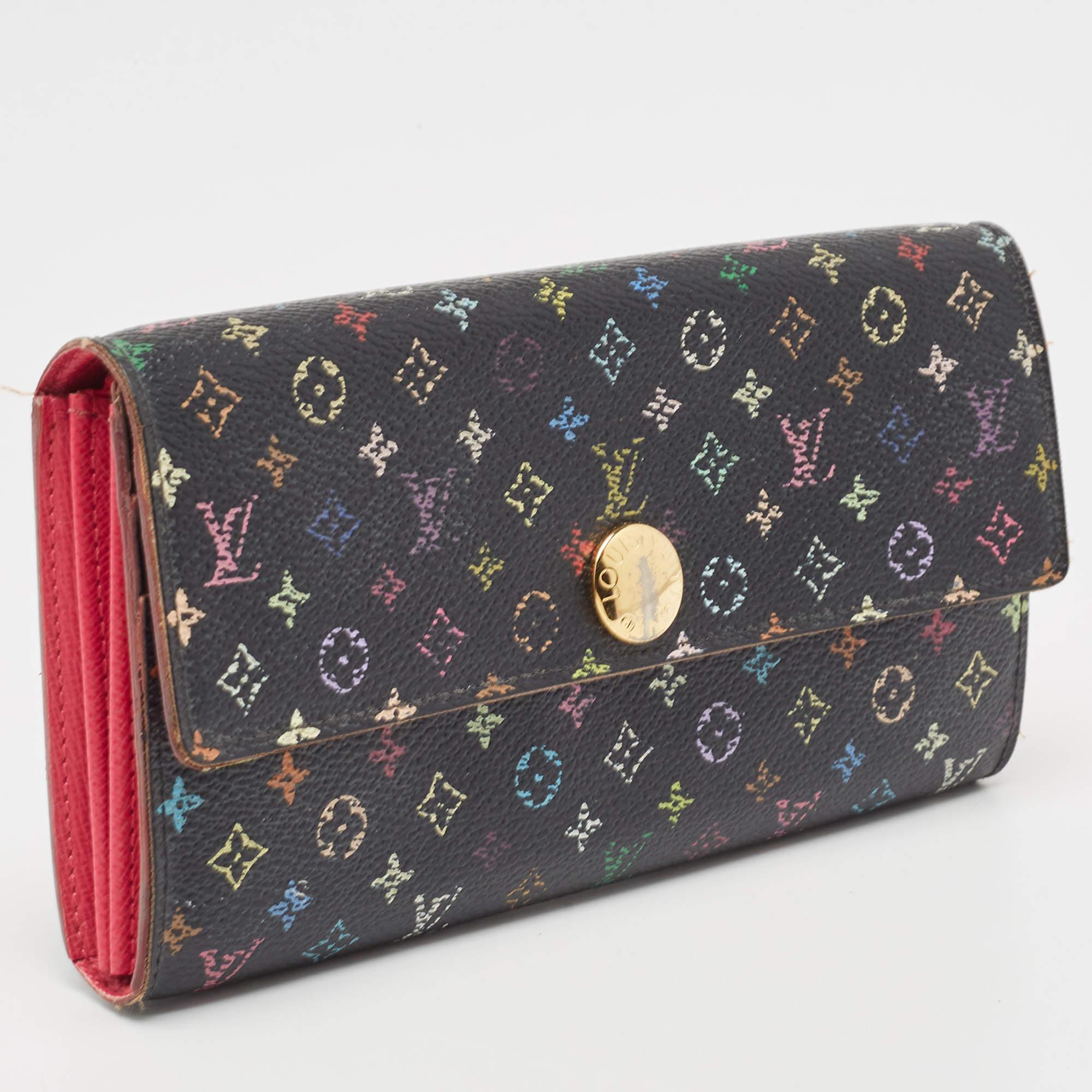 Louis Vuitton Black Monogram Multicolore Canvas Sarah Wallet In Fair Condition In Dubai, Al Qouz 2