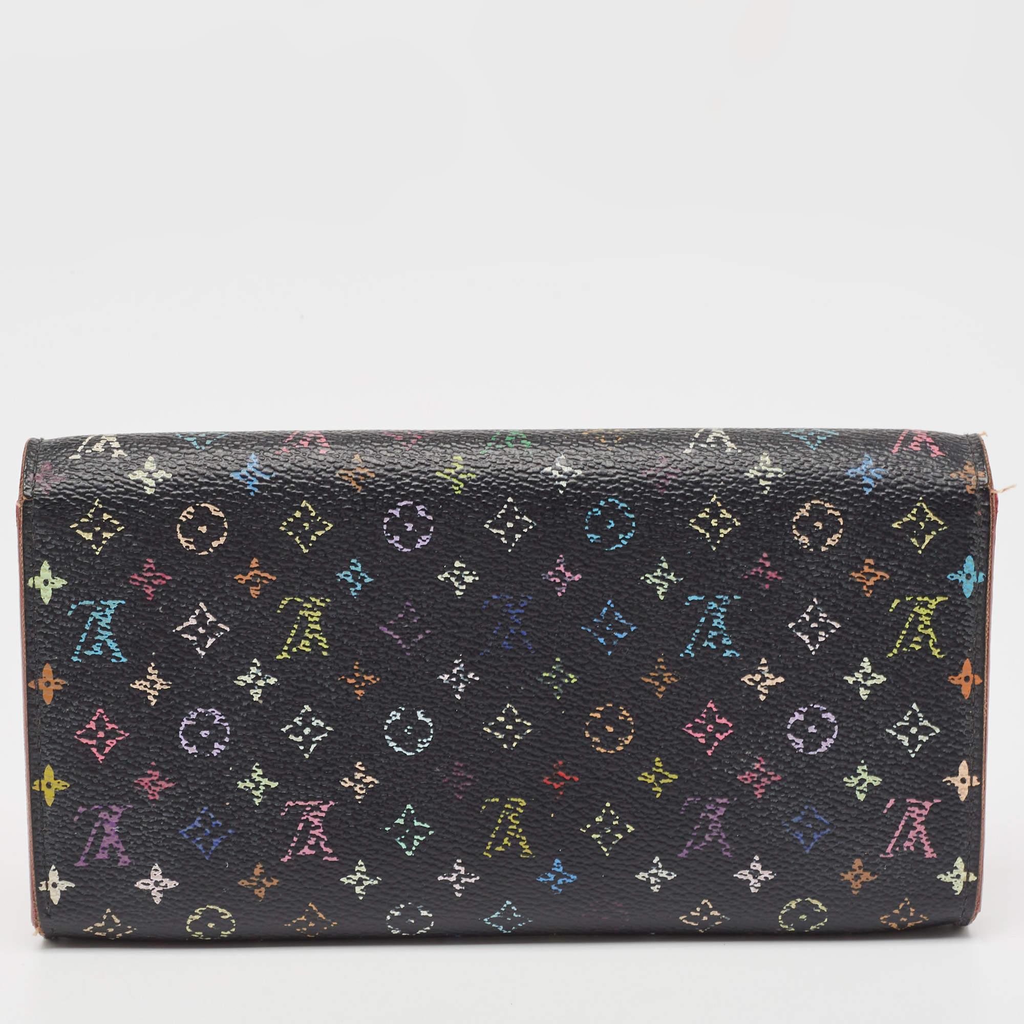 Women's Louis Vuitton Black Monogram Multicolore Canvas Sarah Wallet