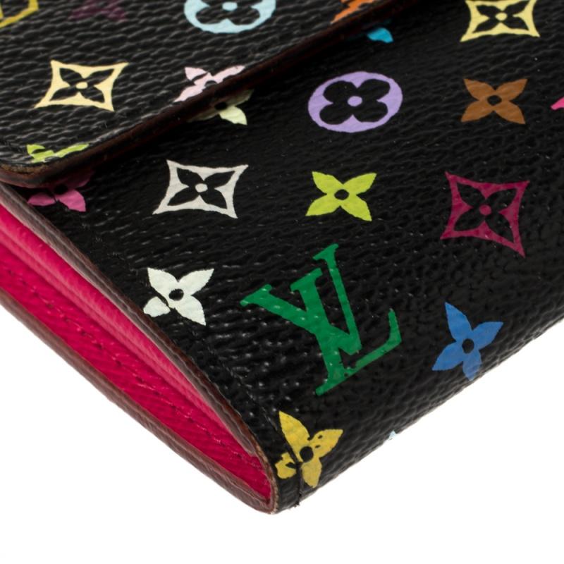 Louis Vuitton Black Monogram Multicolore Canvas Sarah Wallet 2