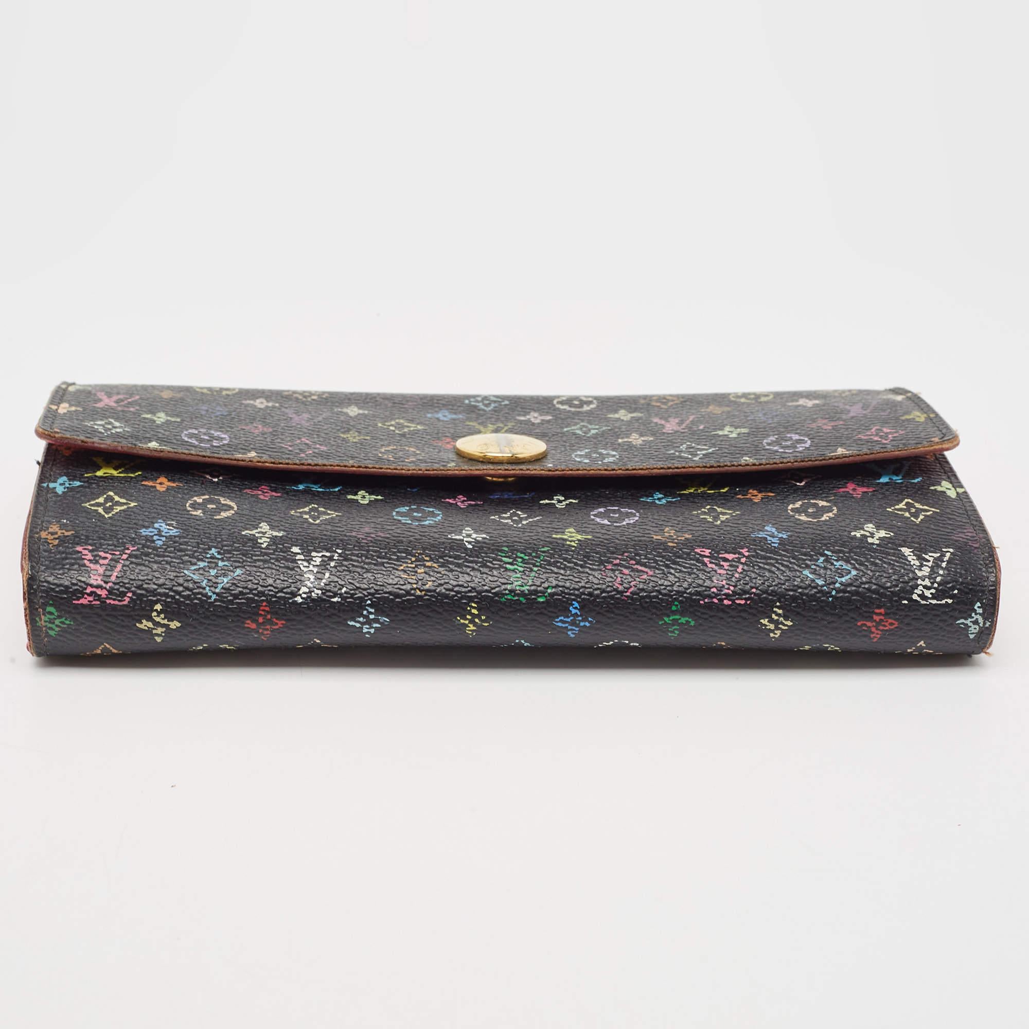Louis Vuitton Black Monogram Multicolore Canvas Sarah Wallet 5