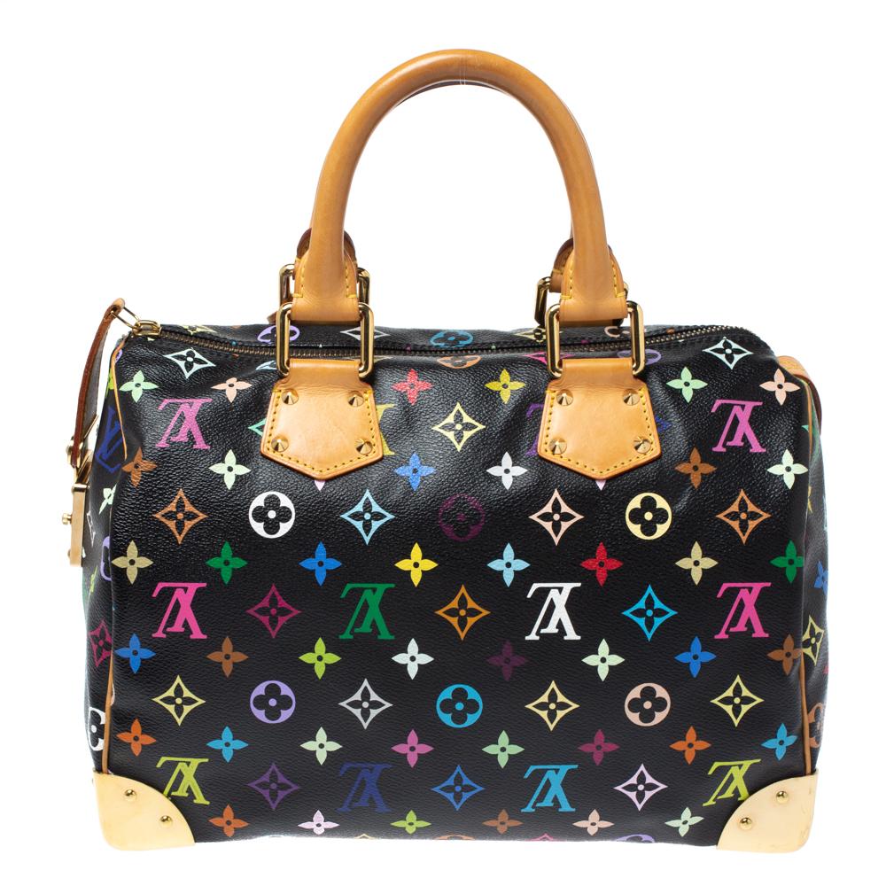 Titled as one of the greatest handbags in the history of luxury fashion, the Speedy from Louis Vuitton was first created for everyday use as a smaller version of their famous Keepall bag. This Speedy comes crafted from black multicolored monogram
