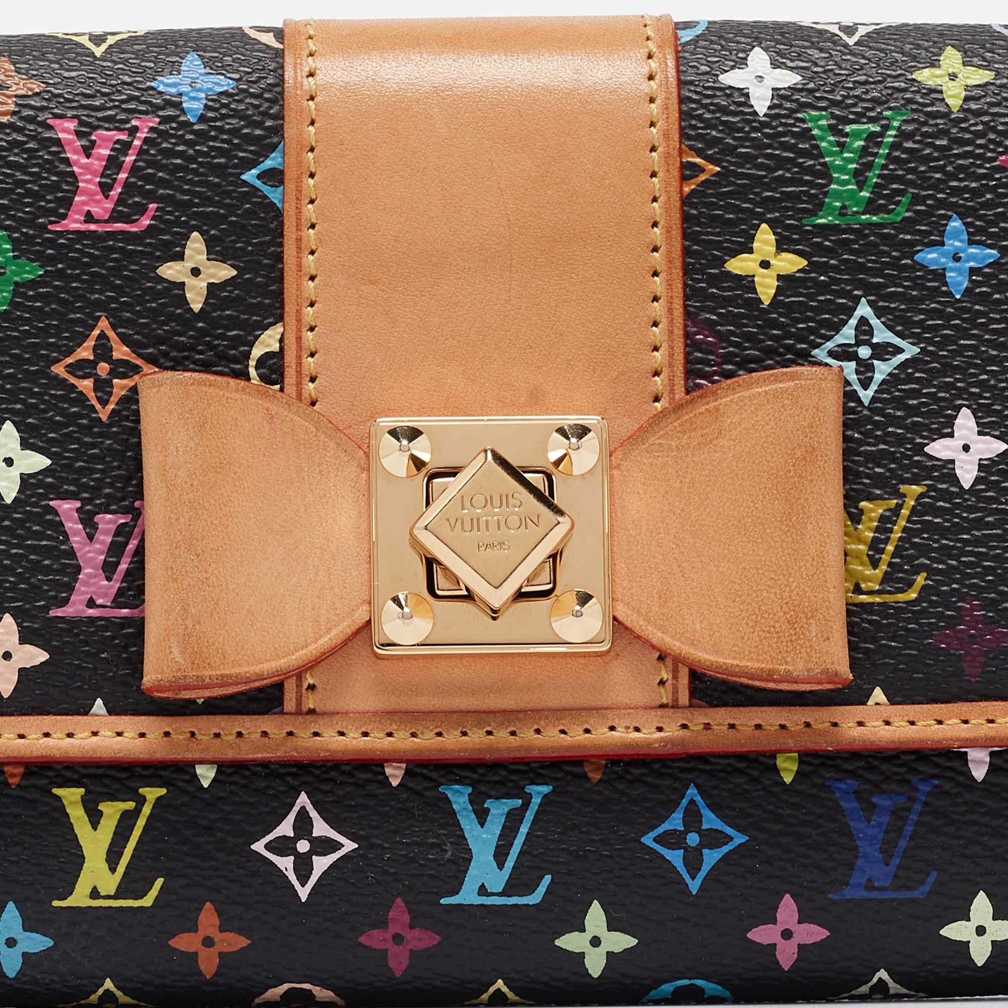 Louis Vuitton Schwarze Monogrammierte mehrfarbige Sarah Noeud Brieftasche mit Monogramm im Angebot 7