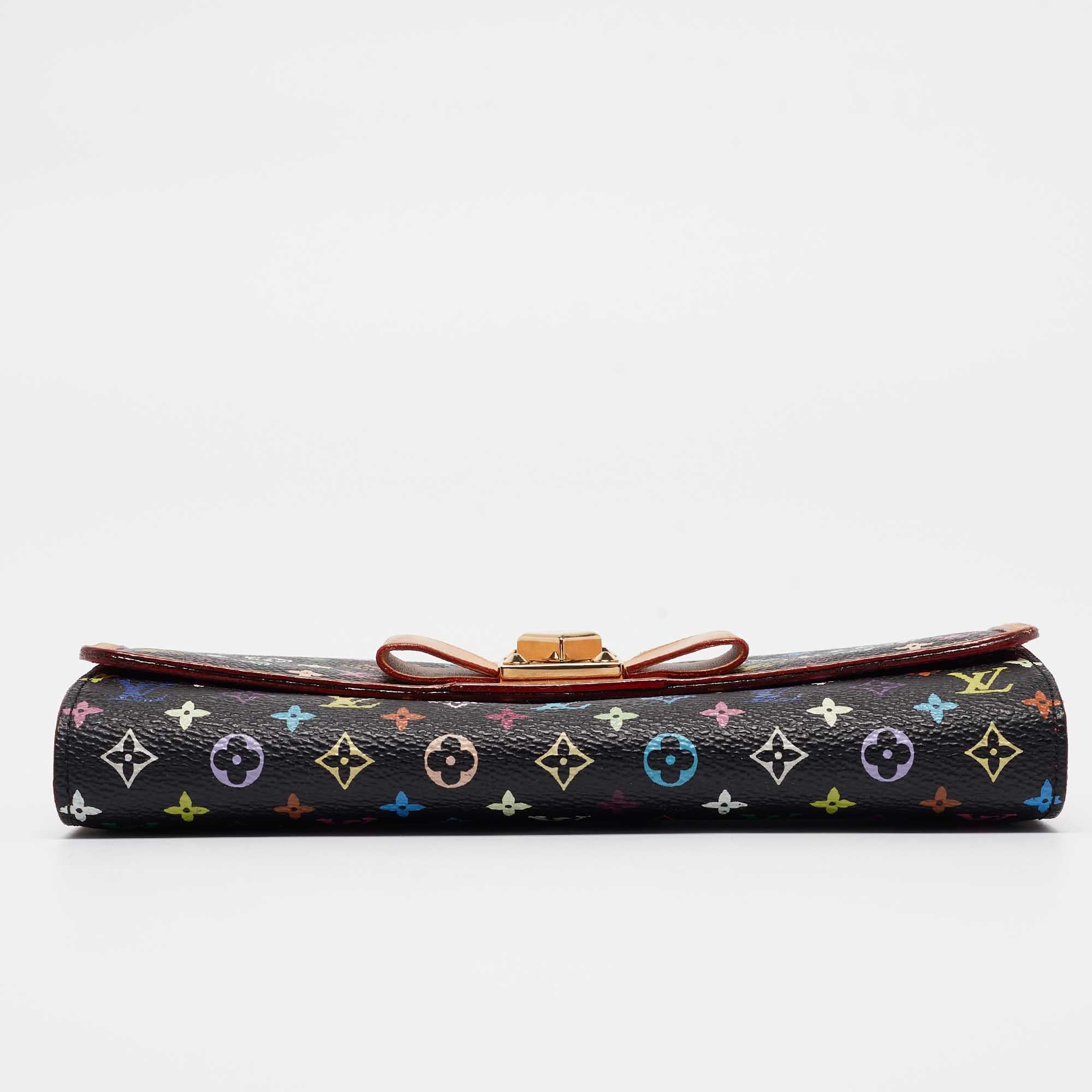 Louis Vuitton Schwarze Monogrammierte mehrfarbige Sarah Noeud Brieftasche mit Monogramm im Angebot 9