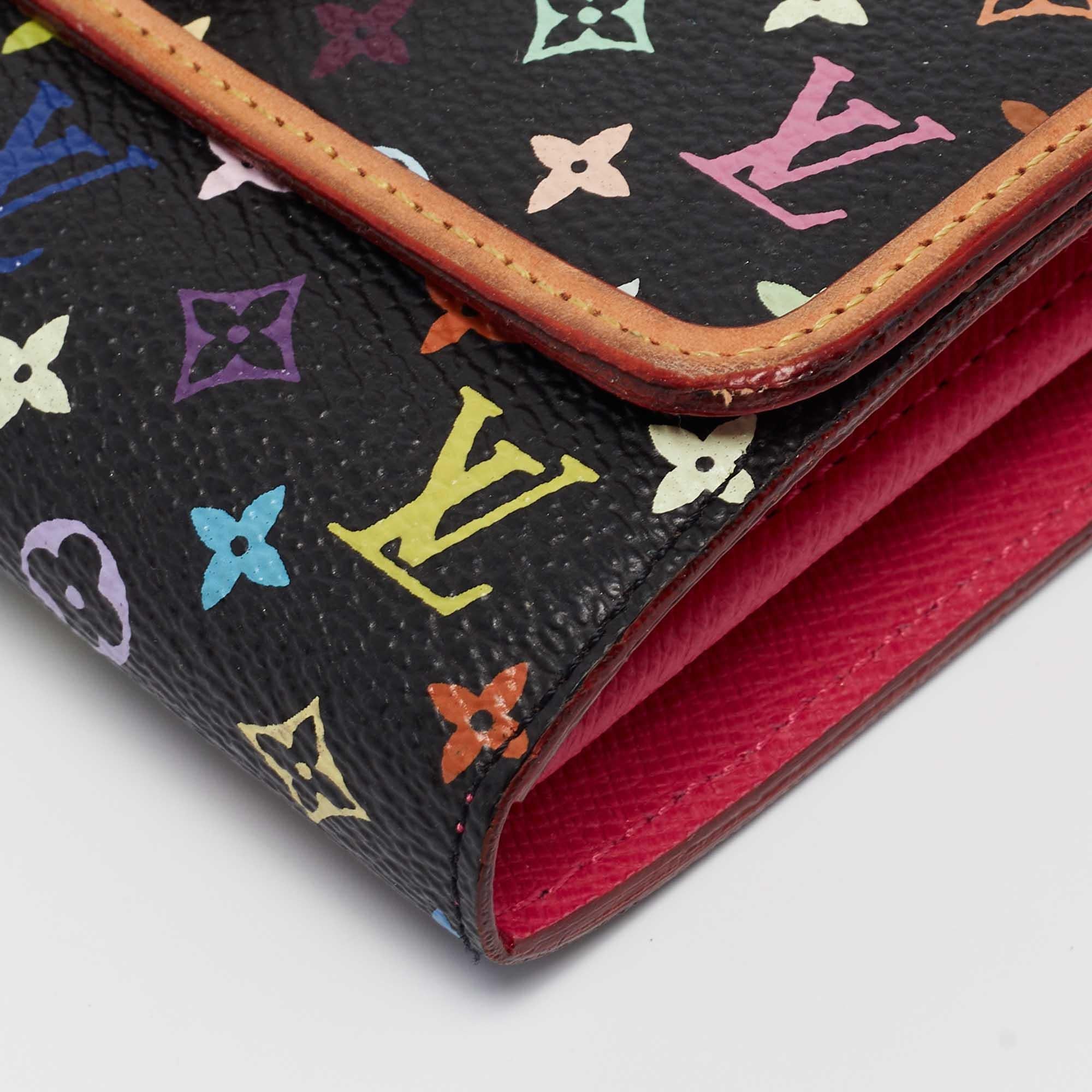 Louis Vuitton Schwarze Monogrammierte mehrfarbige Sarah Noeud Brieftasche mit Monogramm im Zustand „Gut“ im Angebot in Dubai, Al Qouz 2