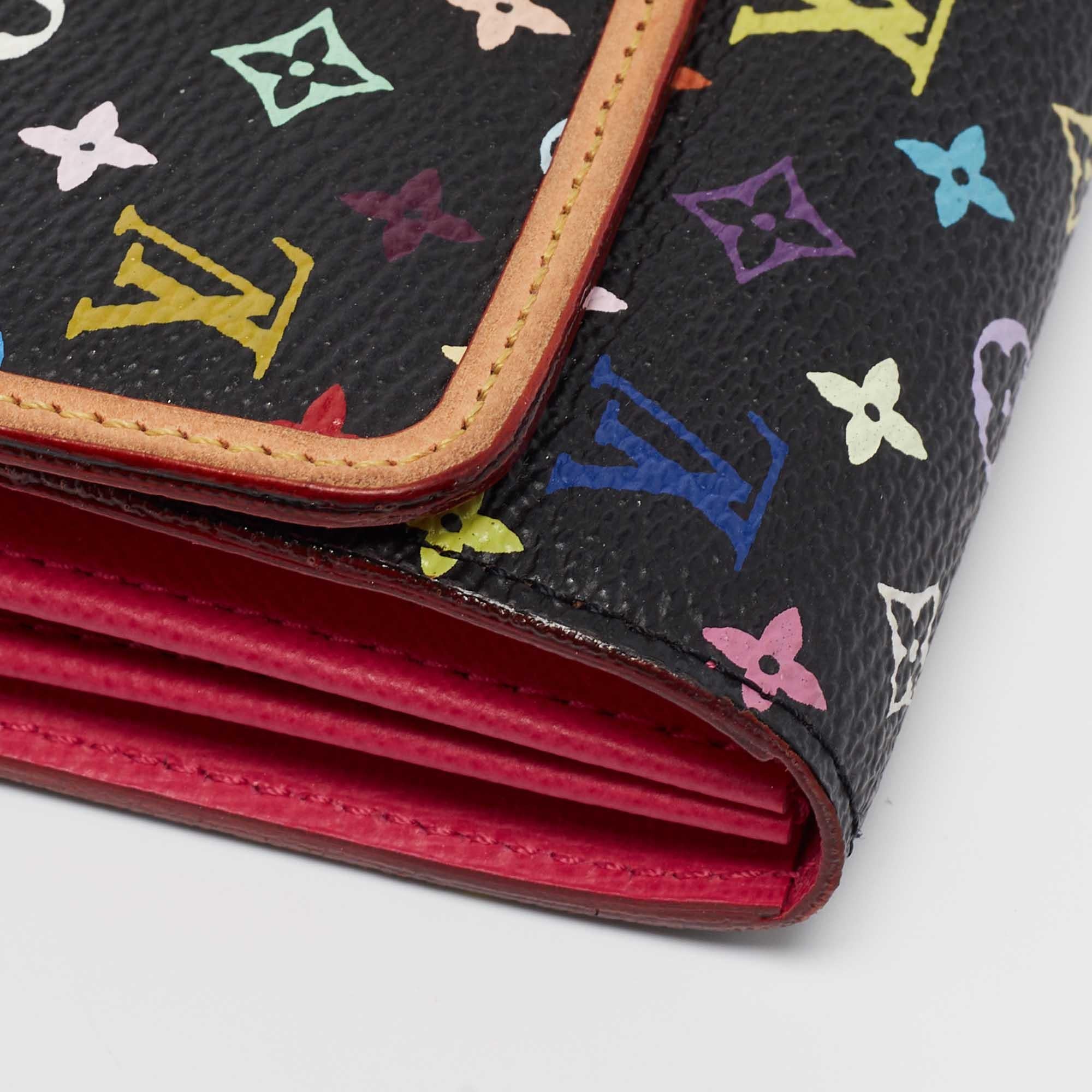 Louis Vuitton Schwarze Monogrammierte mehrfarbige Sarah Noeud Brieftasche mit Monogramm Damen im Angebot