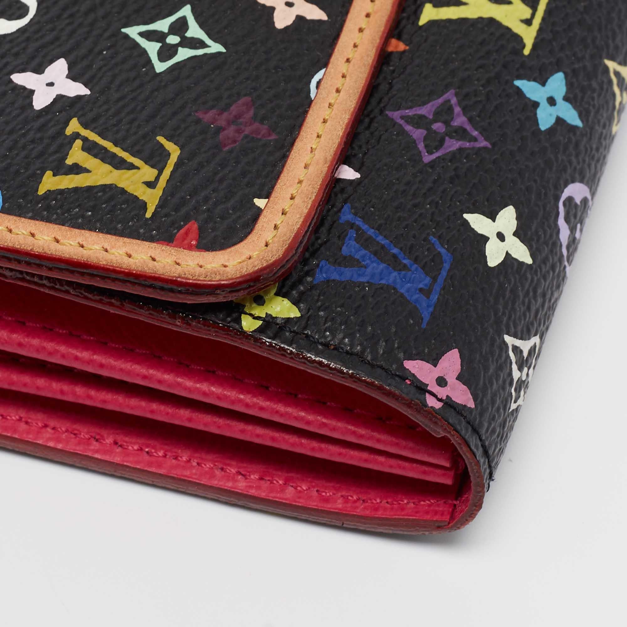 Louis Vuitton Schwarze Monogrammierte mehrfarbige Sarah Noeud Brieftasche mit Monogramm Damen
