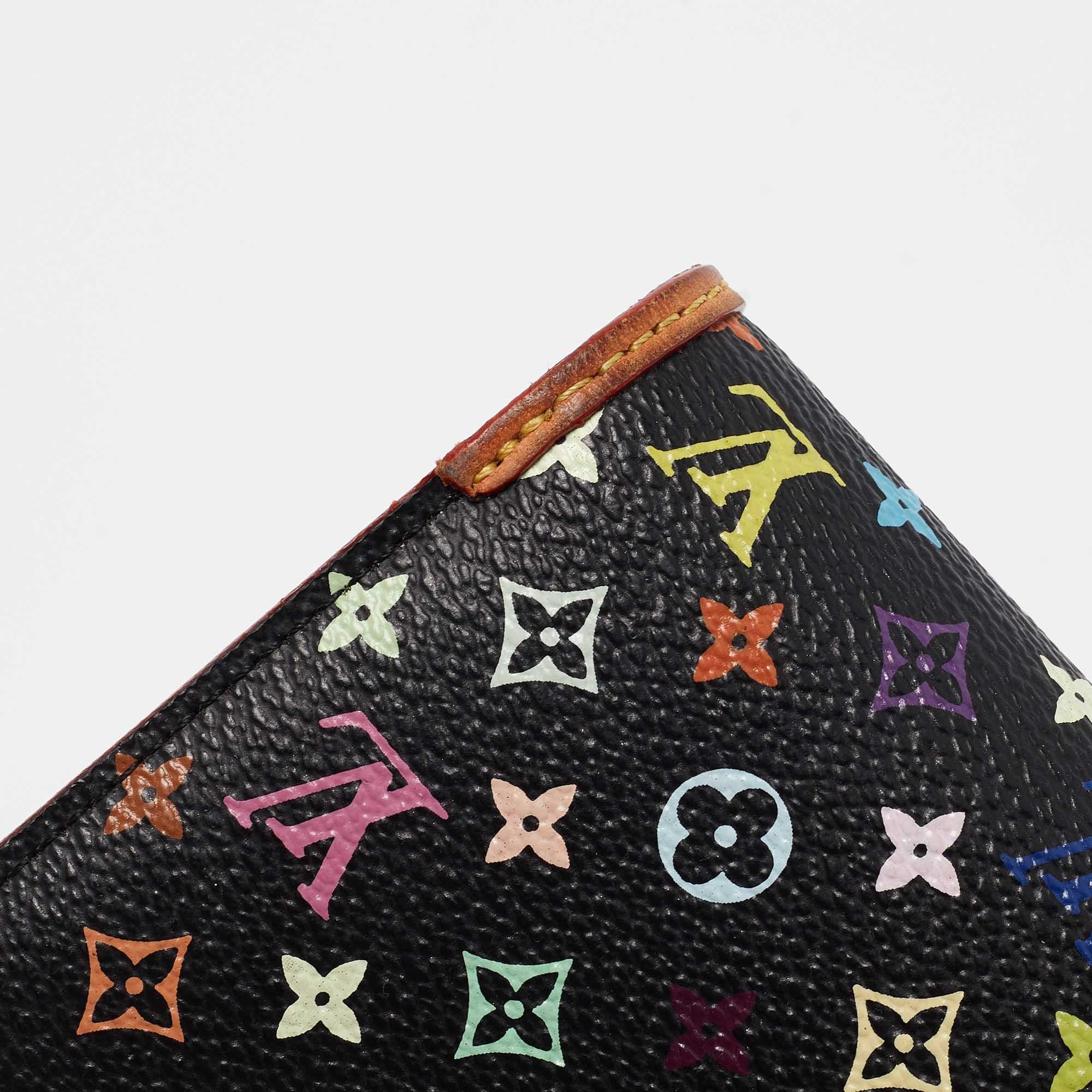 Louis Vuitton Black Monogram Multicolore Sarah Noeud Wallet For Sale 1