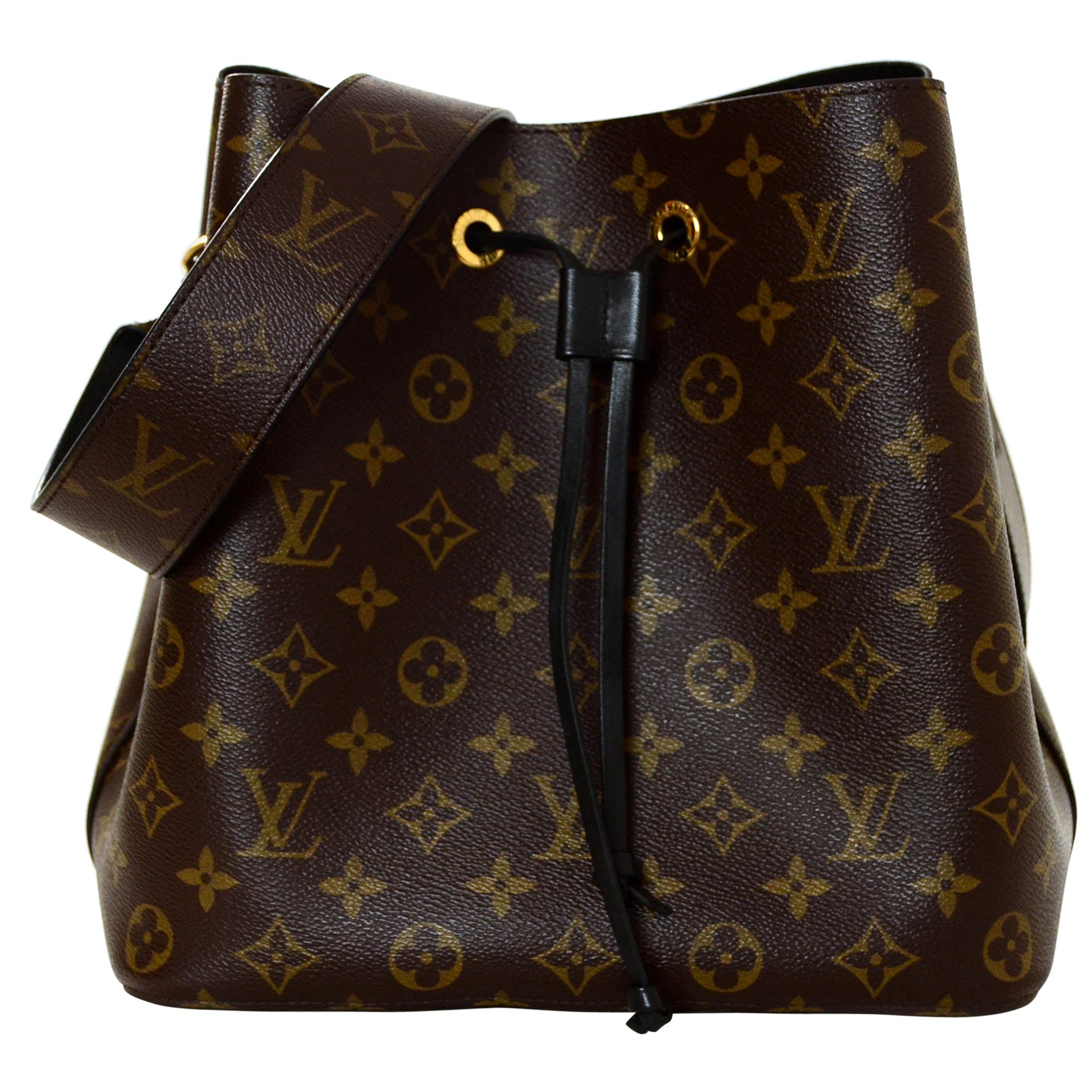 Louis Vuitton Black/Monogram NeoNoe MM Drawstring Bucket Crossbody Bag