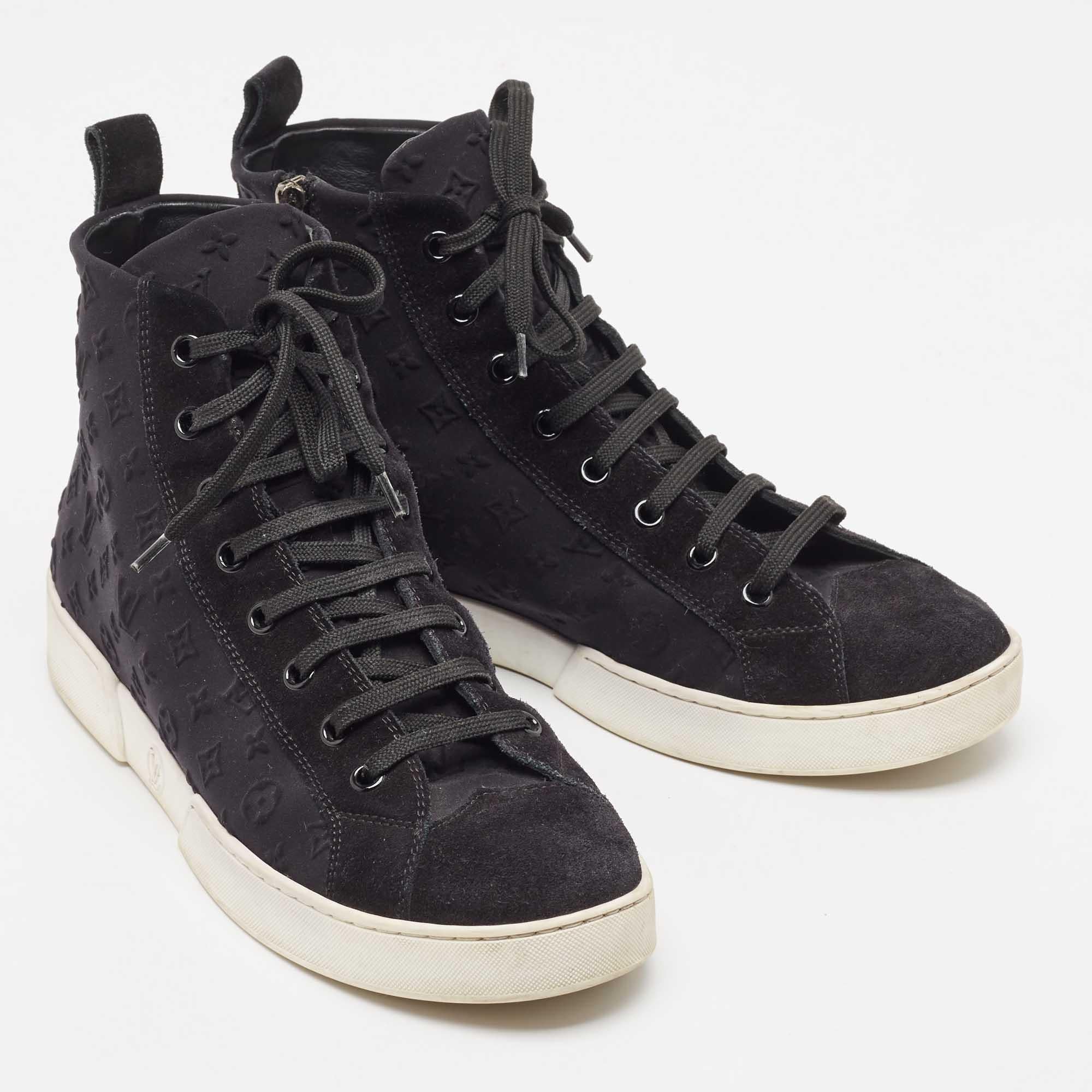 Nero Louis Vuitton - Sneakers alte in neoprene e pelle scamosciata Monogram nero misura 38 in vendita