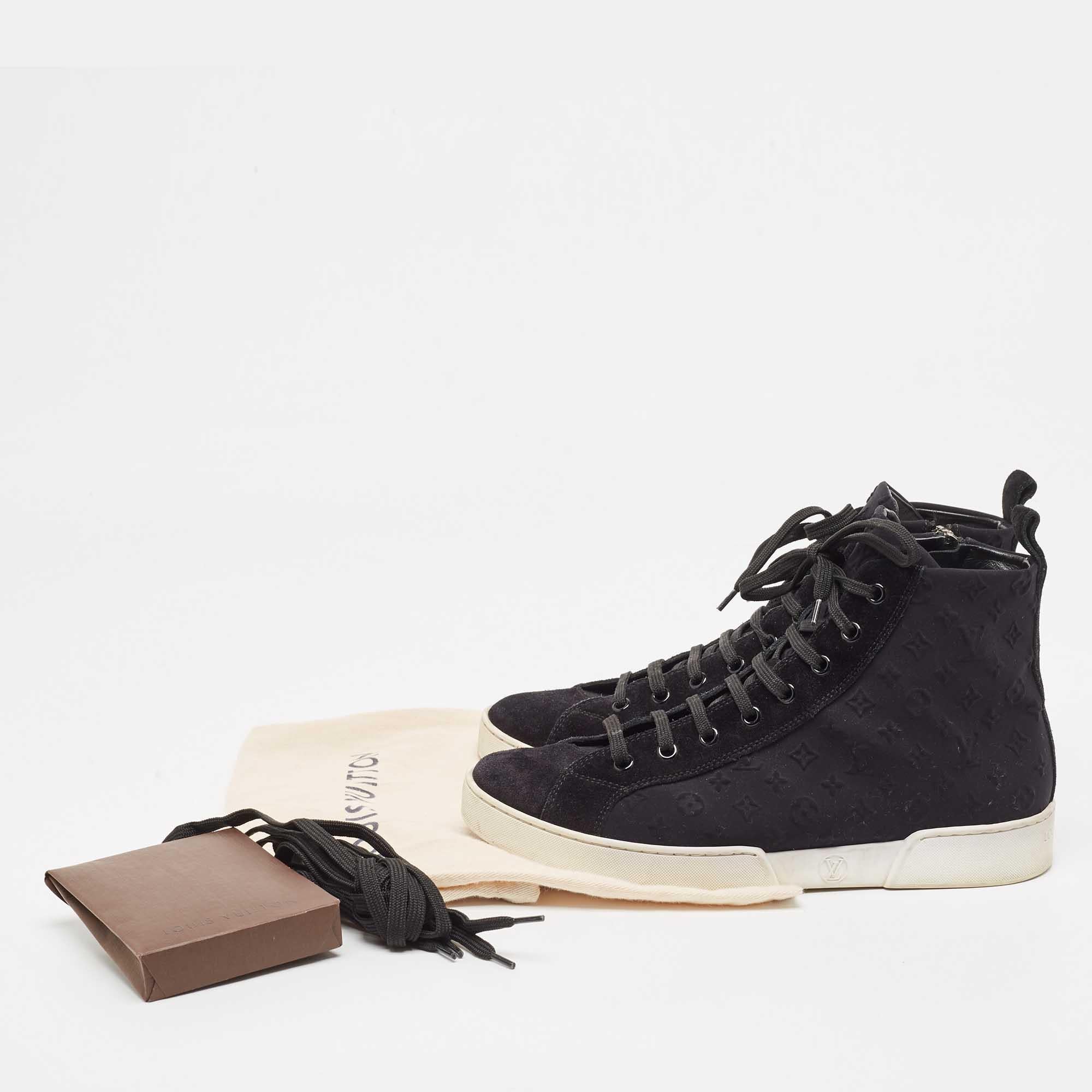 Louis Vuitton - Sneakers alte in neoprene e pelle scamosciata Monogram nero misura 38 in vendita 4