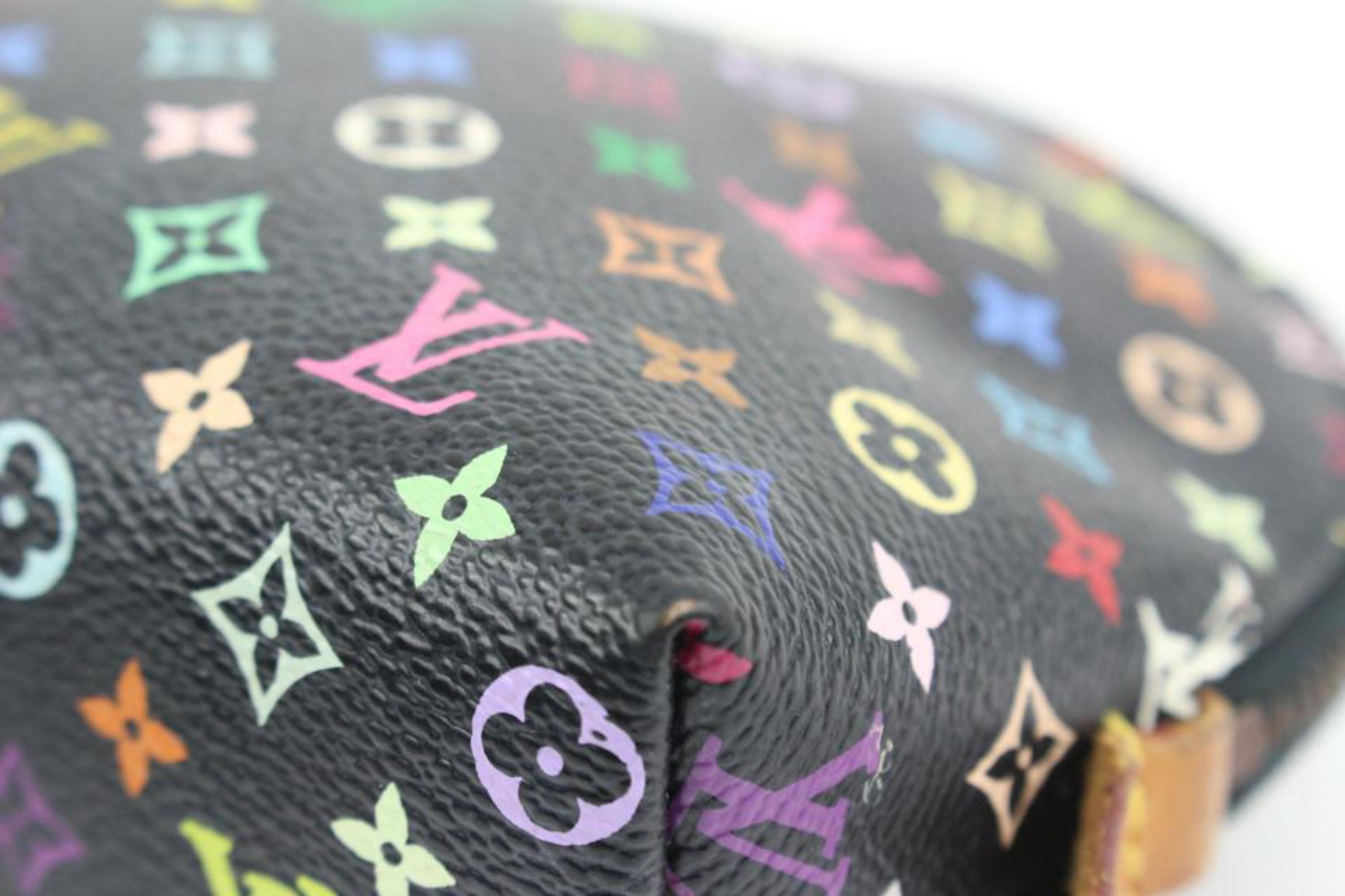 Louis Vuitton Black Monogram Noir Multicolor Cosmetic Pouch Demi Ronde Case  5