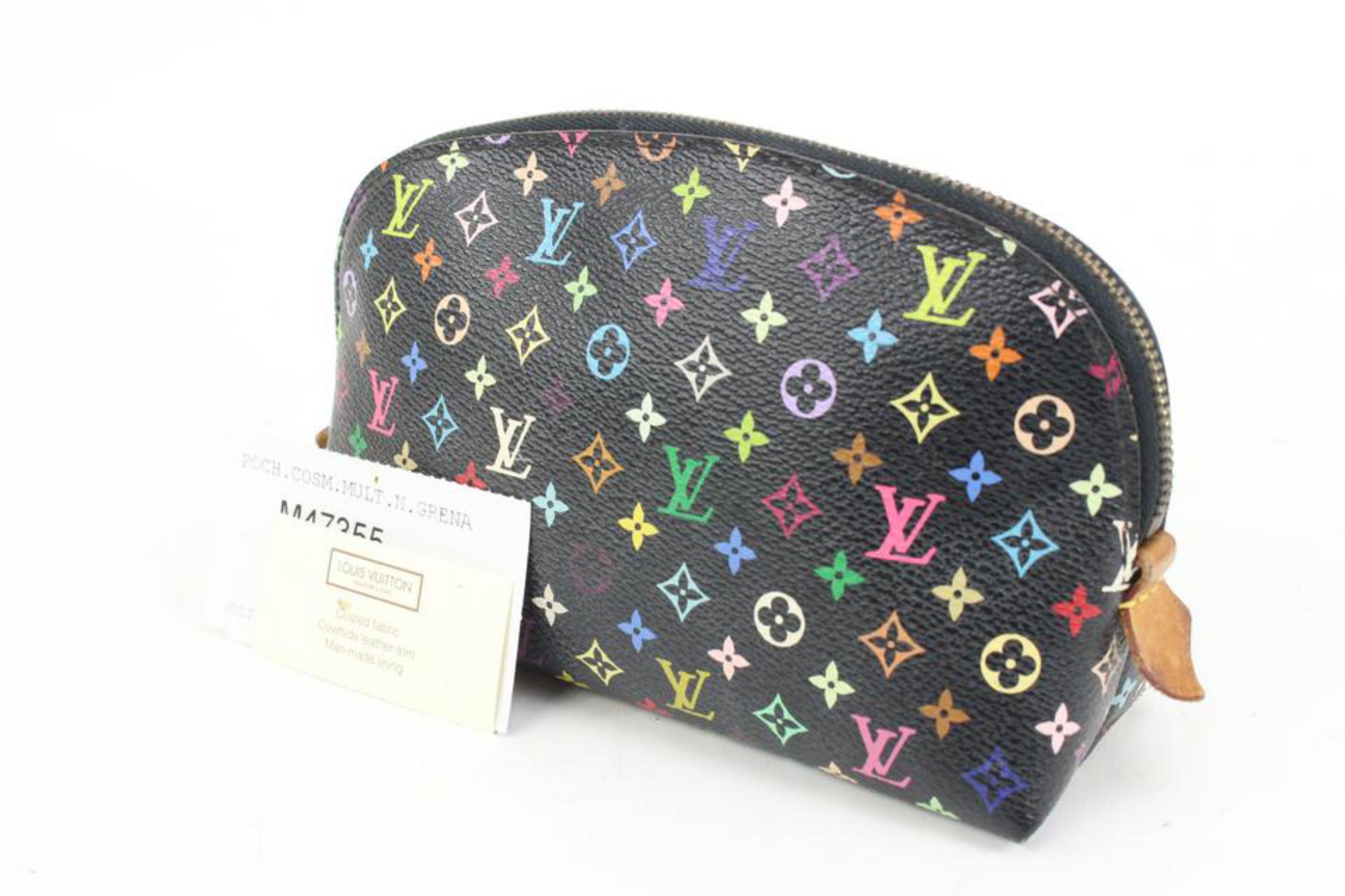 Louis Vuitton Black Monogram Noir Multicolor Cosmetic Pouch Demi Ronde Case 99lk318s
Date Code/Serial Number: CA4151
Made In: Spain
Measurements: Length:  7.5