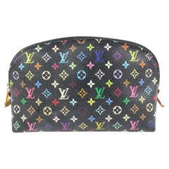 Louis Vuitton Black Monogram Noir Multicolor Cosmetic Pouch Demi Ronde Case 