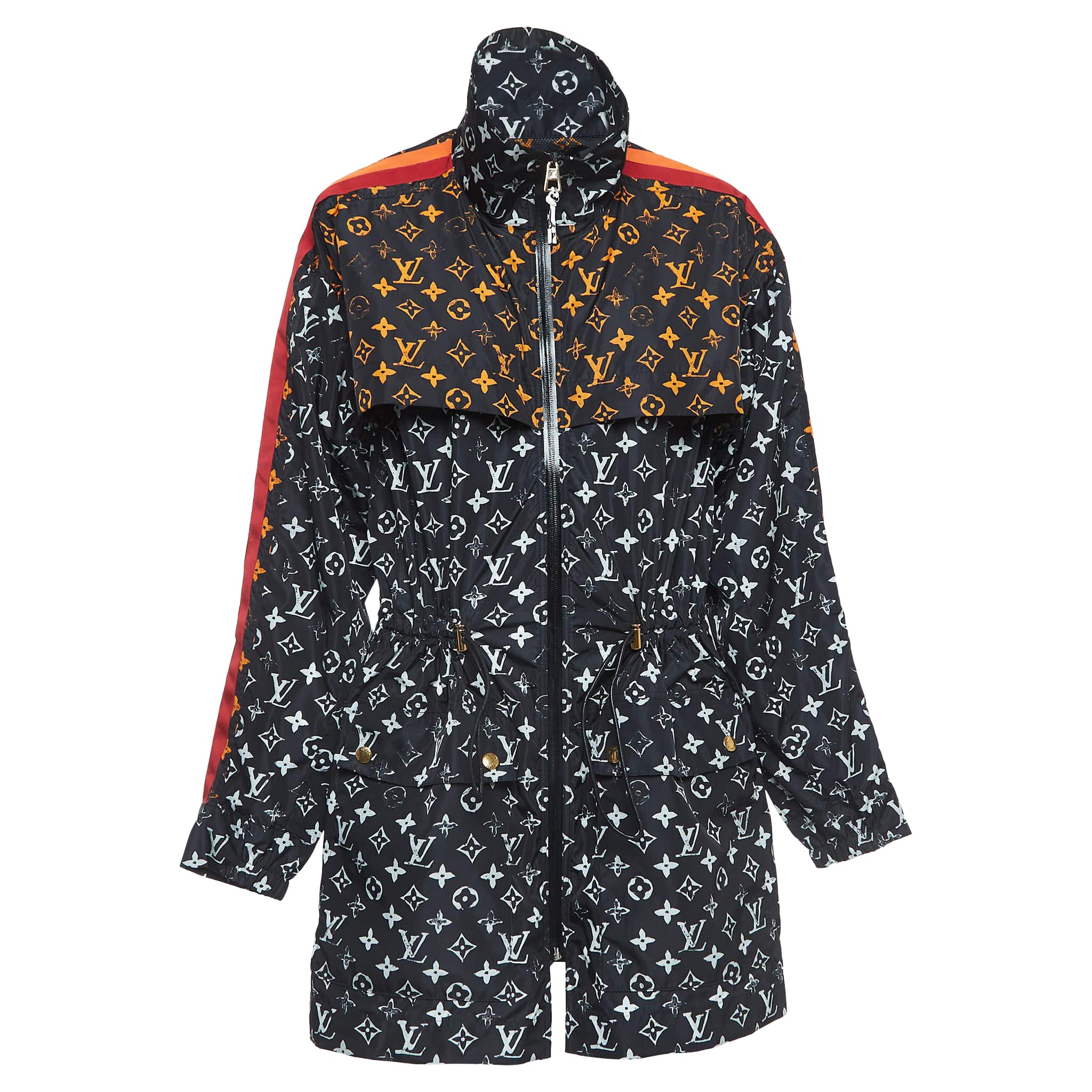 Louis Vuitton Black Monogram Nylon Zip Front Parker Jacket S