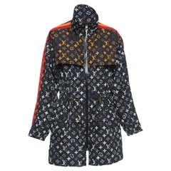 Louis Vuitton Black Monogram Nylon Zip Front Parker Jacket S