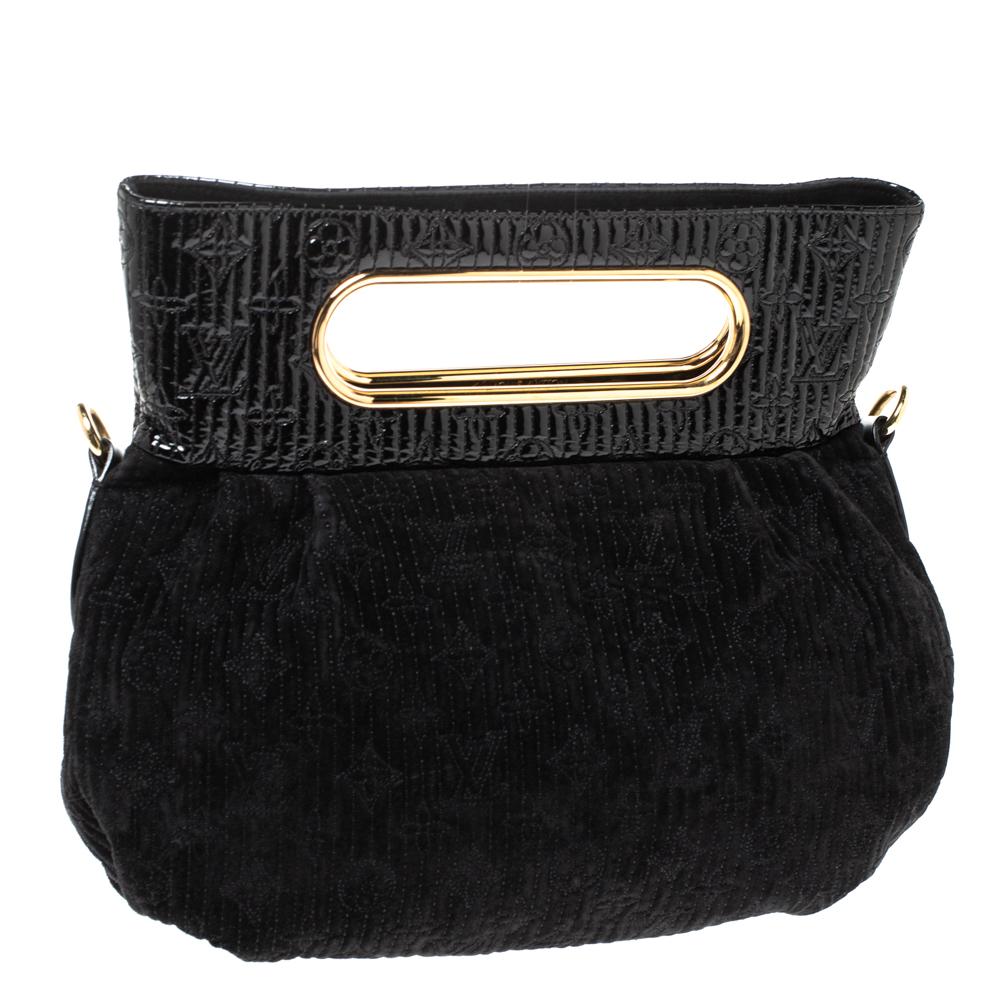 Women's Louis Vuitton Black Monogram Patent And Suede Leather Motard Afterdark Bag