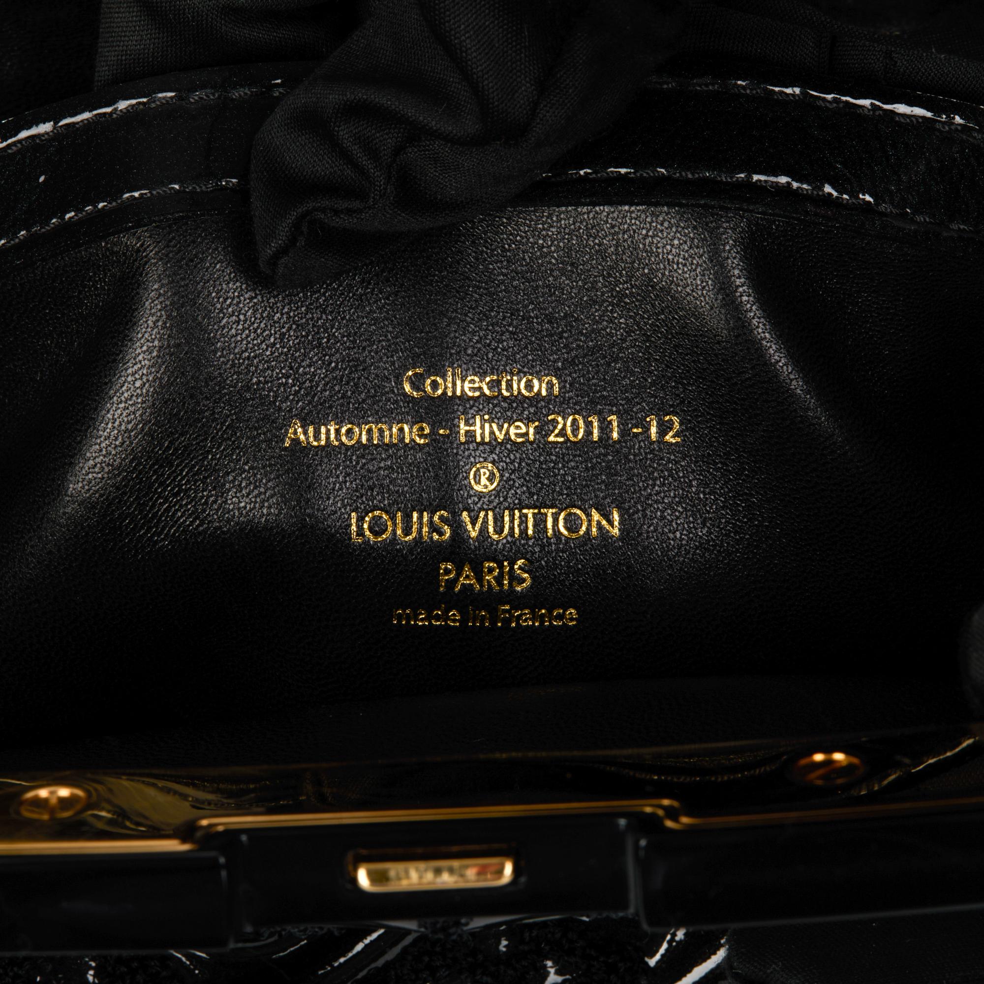 LOUIS VUITTON Black Monogram Patent Leather Fascination Lockit BB Frame Bag 2