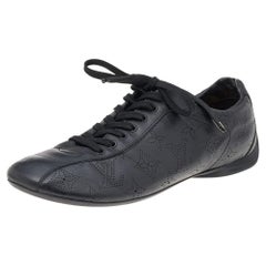 Louis Vuitton Black Monogram Perforated Leather Low Top Sneakers Size 38.5