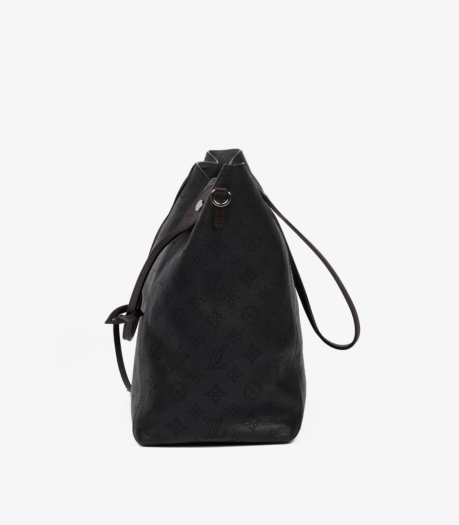Women's or Men's Louis Vuitton Black Monogram Perforated Mahina Leather & Brown Calfskin Hina MM