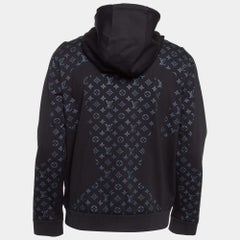 Louis Vuitton Black Monogram Print Jersey Zip-Up Hoodie M