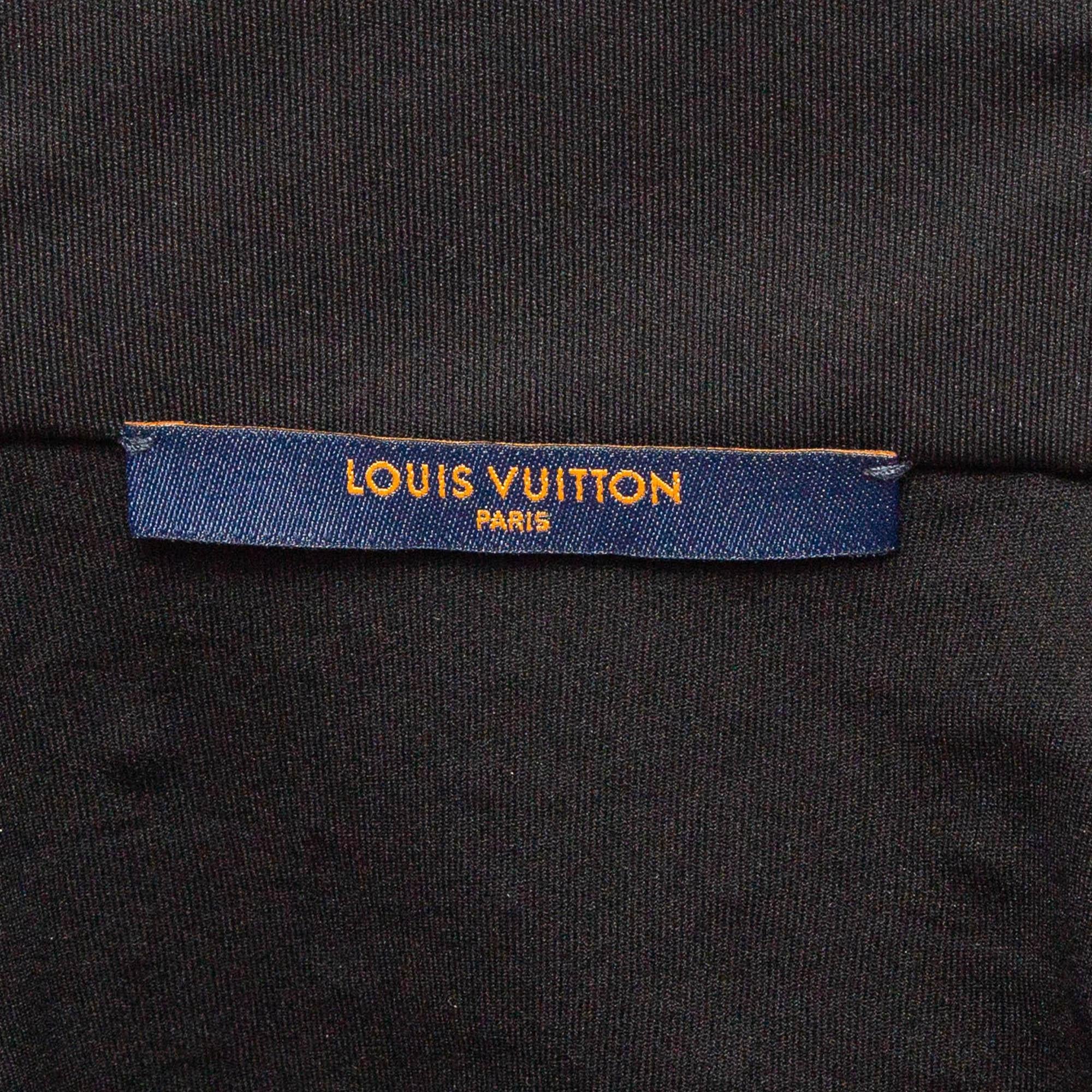 Men's Louis Vuitton Black Monogram Print Jersey Zip-Up Hoodie M