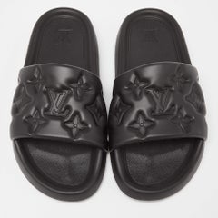 Louis Vuitton Black Monogram Rubber Waterfront Mule Sandals Size 42