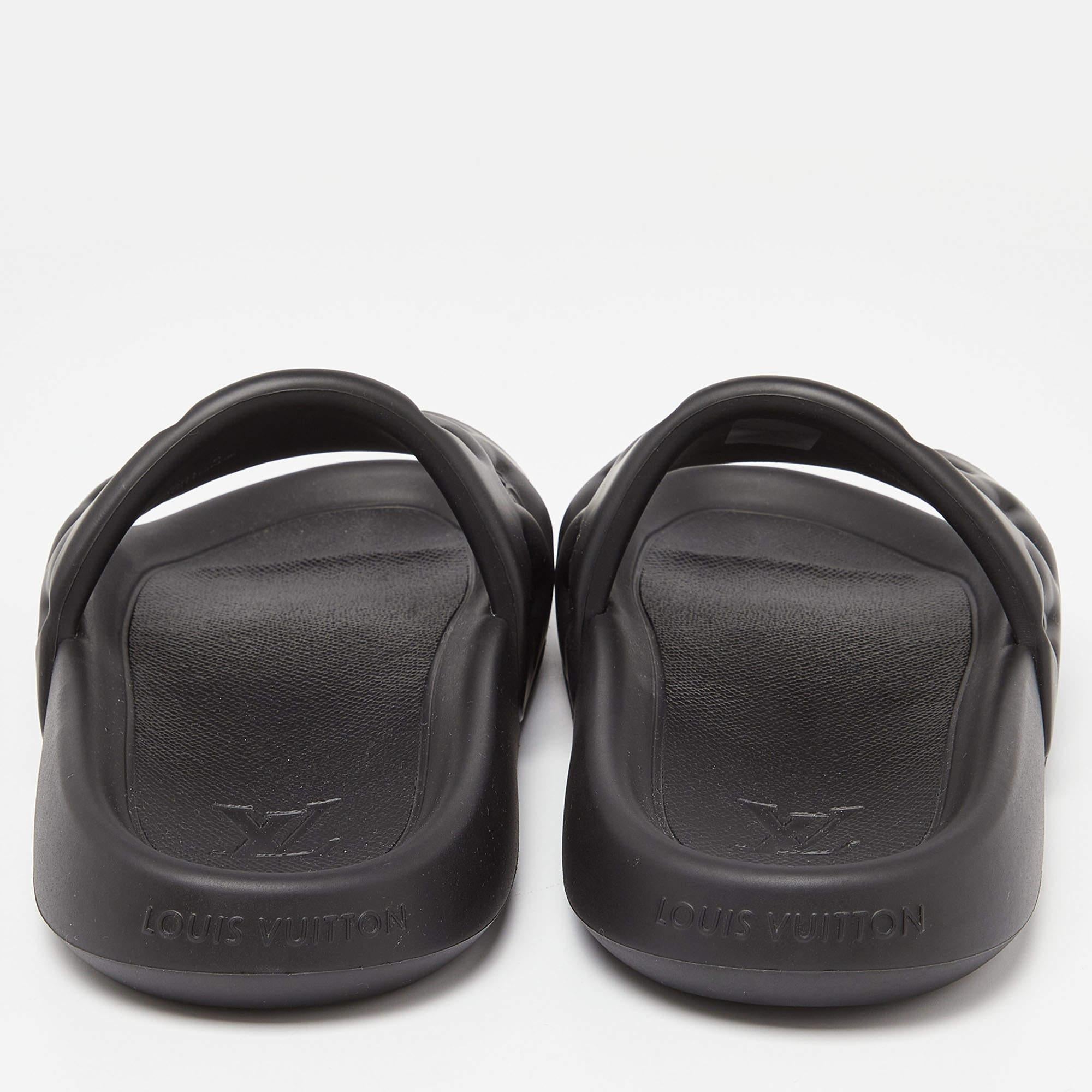 Louis Vuitton Black Monogram Rubber Waterfront Mule Sandals Size 42 4