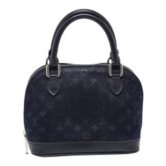 Louis Vuitton Black Monogram Satin and Leather Limited Edition Alma Mini Bag