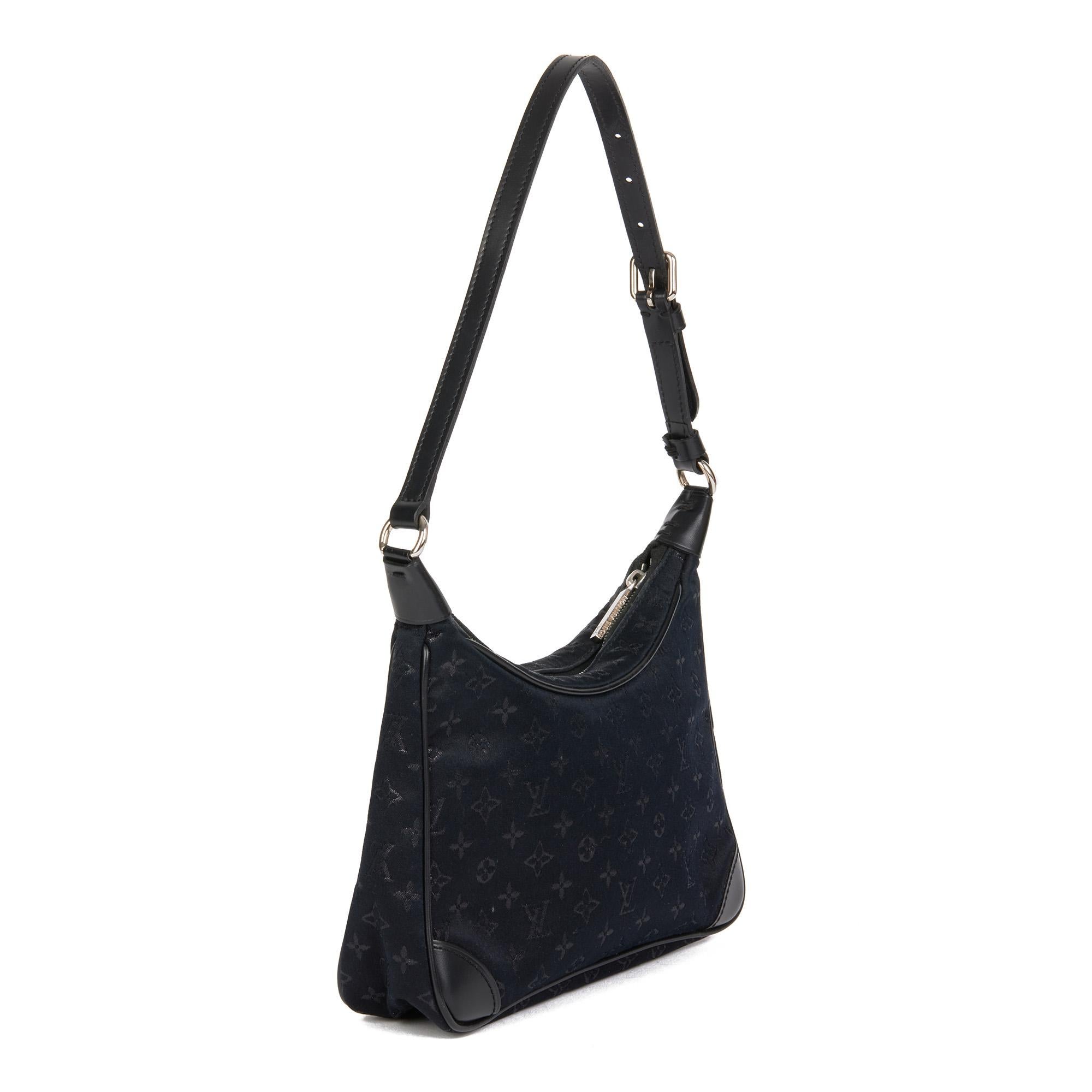 LOUIS VUITTON
Black Monogram Satin & Black Calfskin Leather Vintage Mini Boulogne 

Xupes Reference: CB603
Serial Number: SR0032
Age (Circa): 2002
Accompanied By: Louis Vuitton Dust Bag, Louis Vuitton Receipt
Authenticity Details: Date Stamp (Made