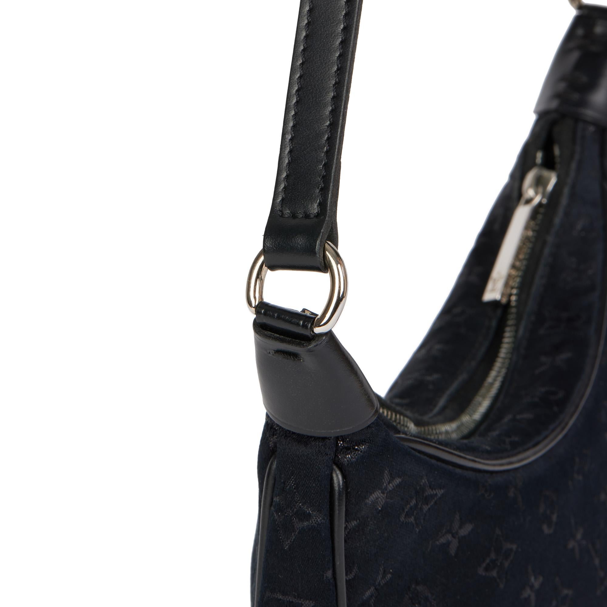 LOUIS VUITTON Black Monogram Satin & Black Calfskin Leather Mini Boulogne 3