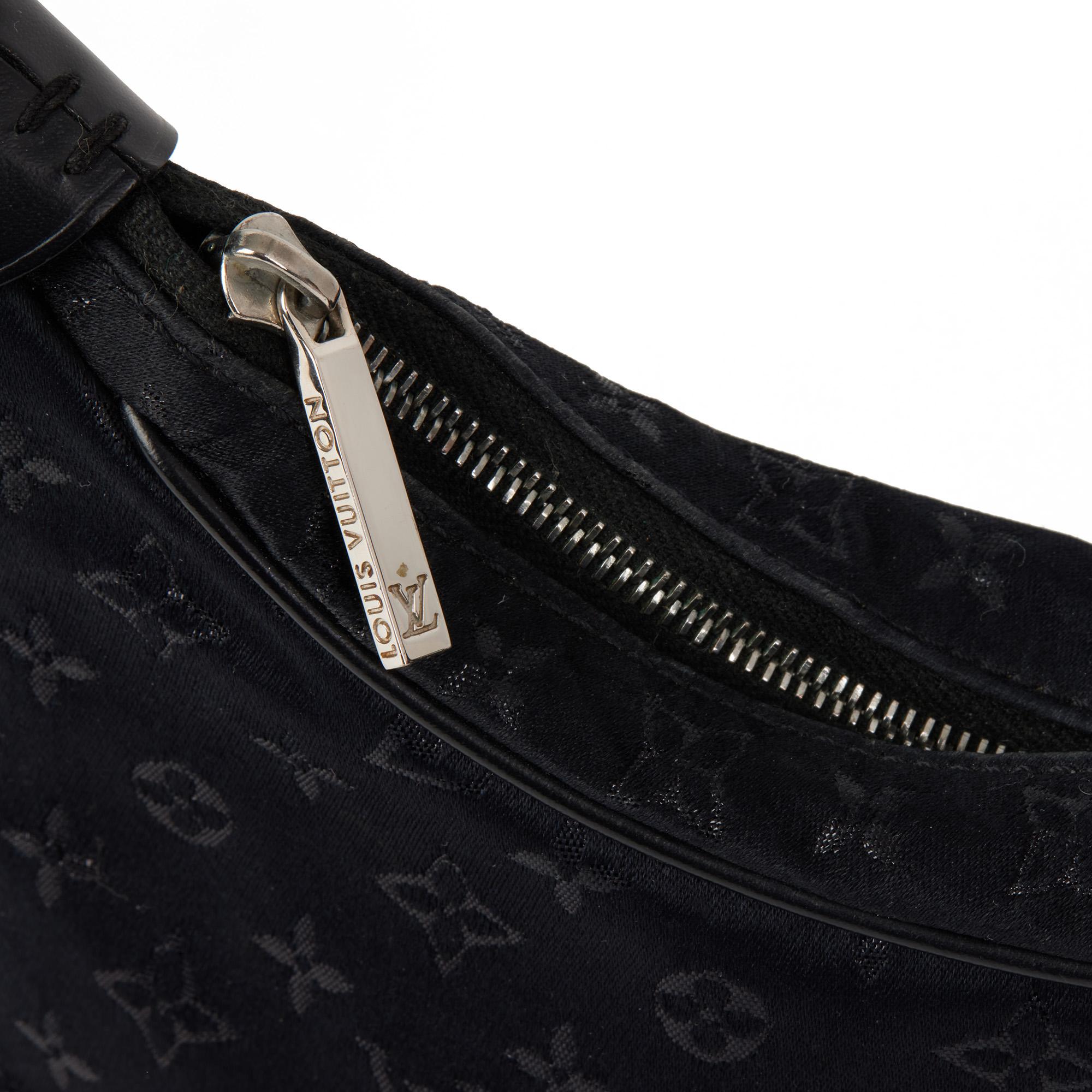 LOUIS VUITTON Black Monogram Satin & Black Calfskin Leather Mini Boulogne 4