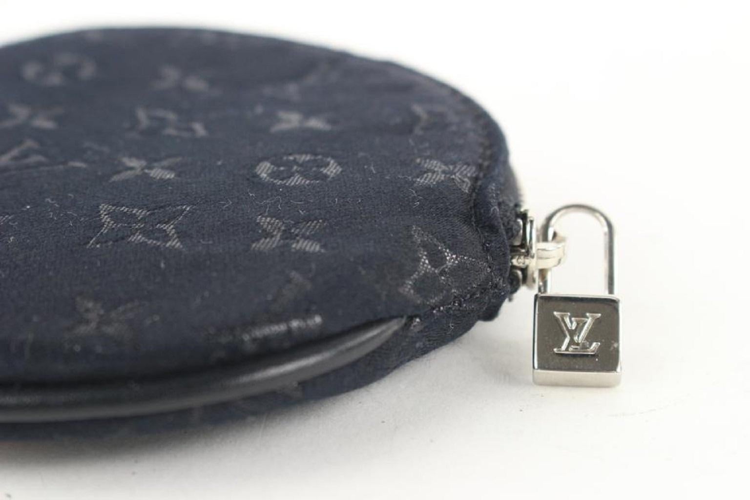 Louis Vuitton Black Monogram Satin Conte De Fees Apple Round Coin Pouch  For Sale 3