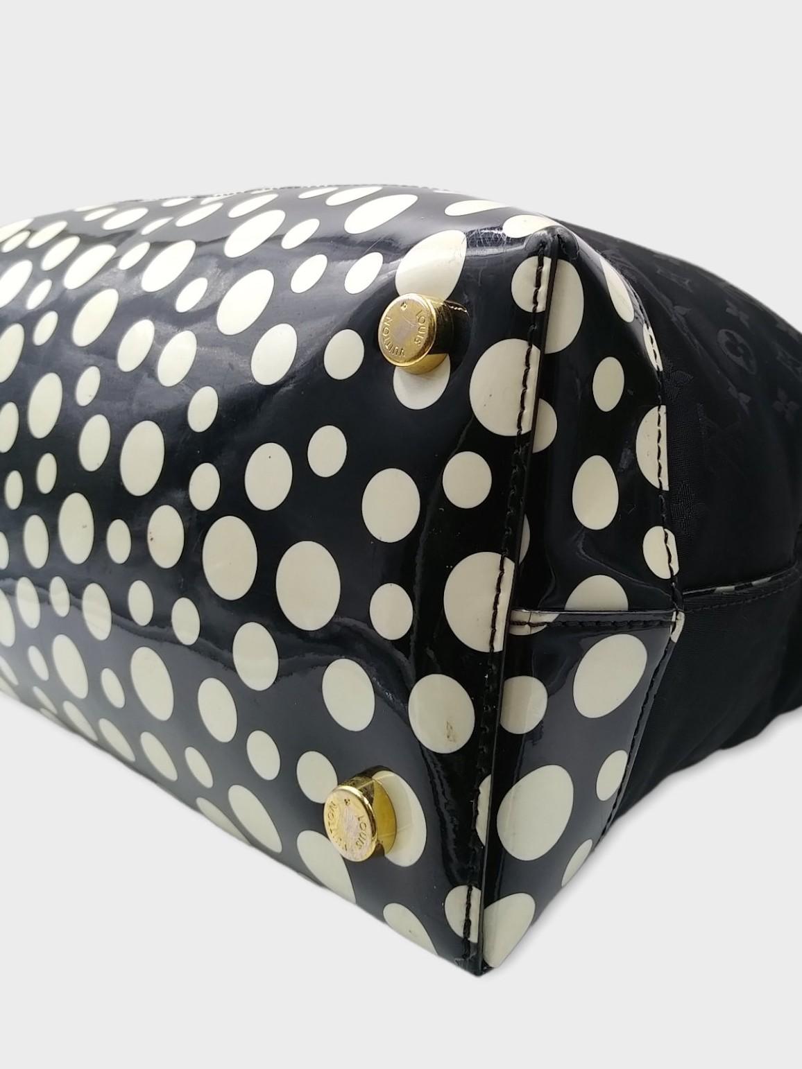 Louis Vuitton Black Monogram Satin Yayoi Kusama Dots Lockit Vertical MM Bag 2012 5