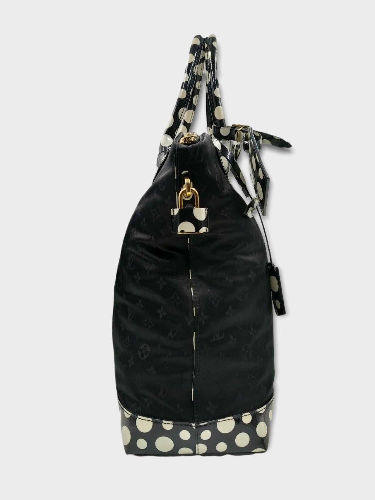 Louis Vuitton Black Monogram Satin Yayoi Kusama Dots Lockit Vertical MM Bag 2012 1