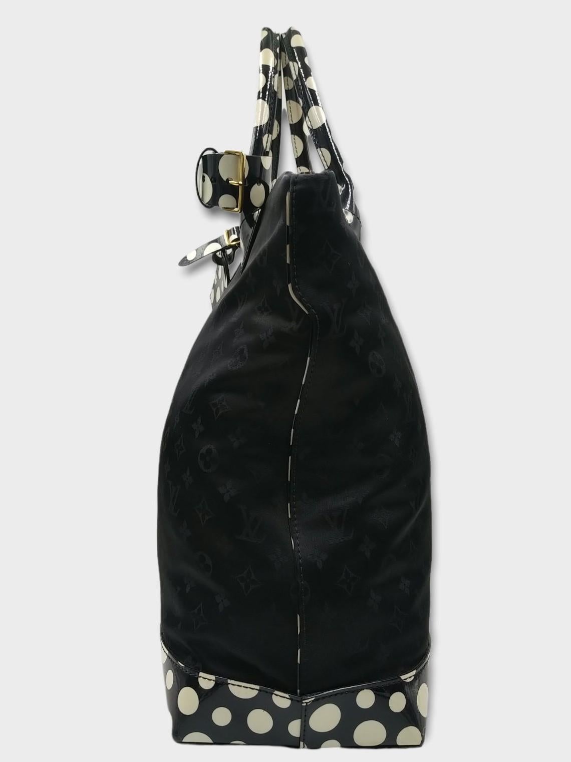 Louis Vuitton Black Monogram Satin Yayoi Kusama Dots Lockit Vertical MM Bag 2012 2